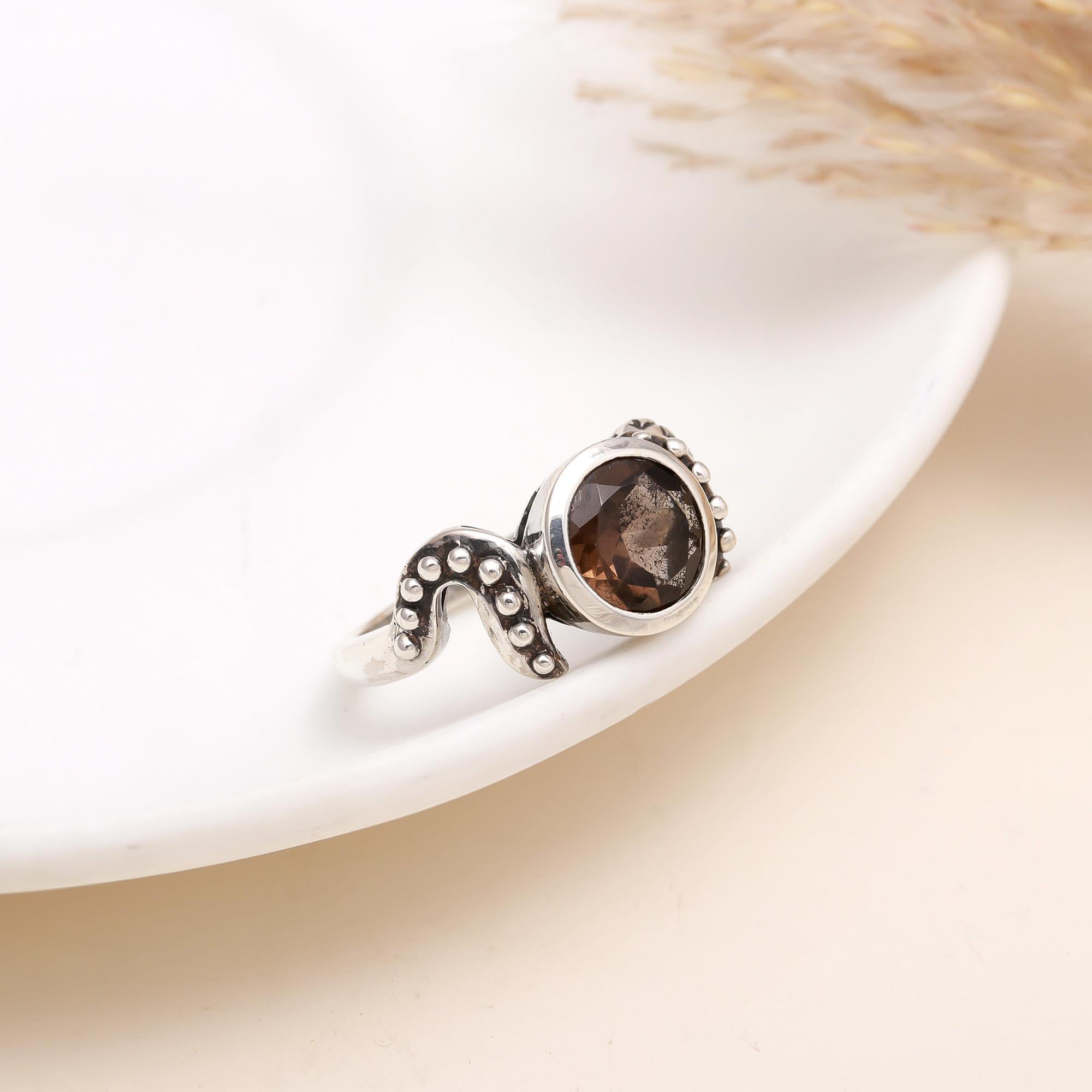 The Earth Artisan: Smoky Quartz Textured Ring