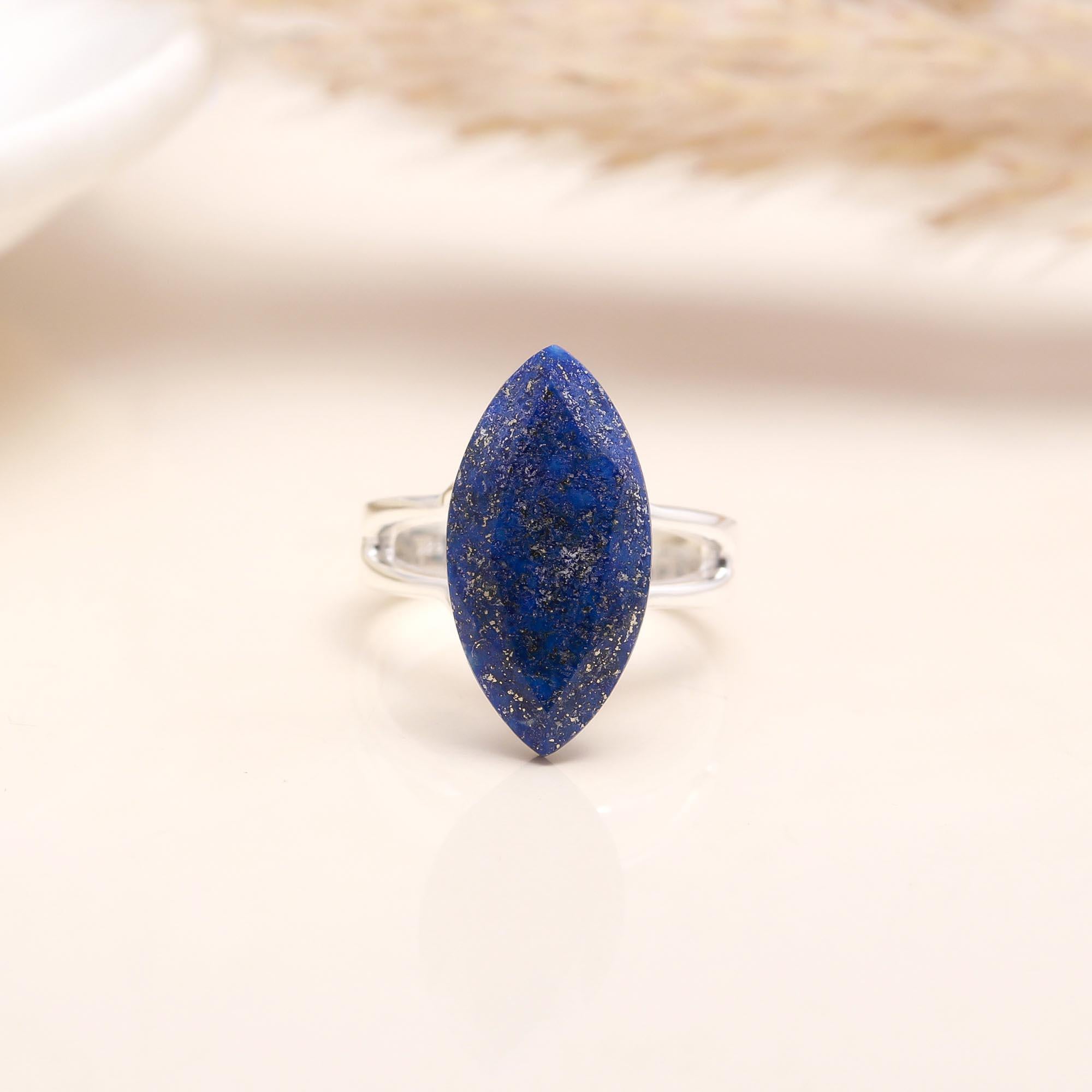 Lapis Lazuli Marquise: Modern Bridge Statement Ring