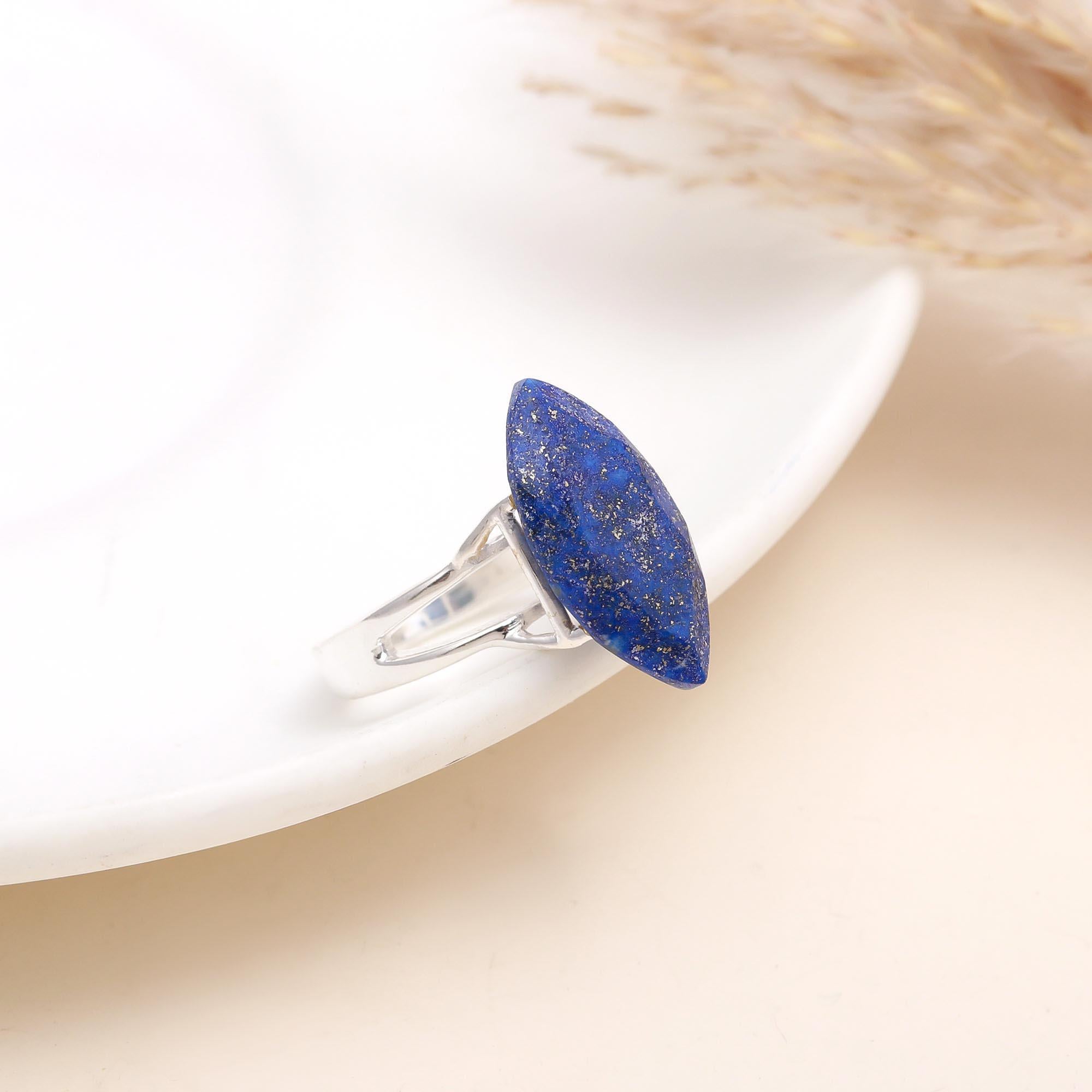 Lapis Lazuli Marquise: Modern Bridge Statement Ring