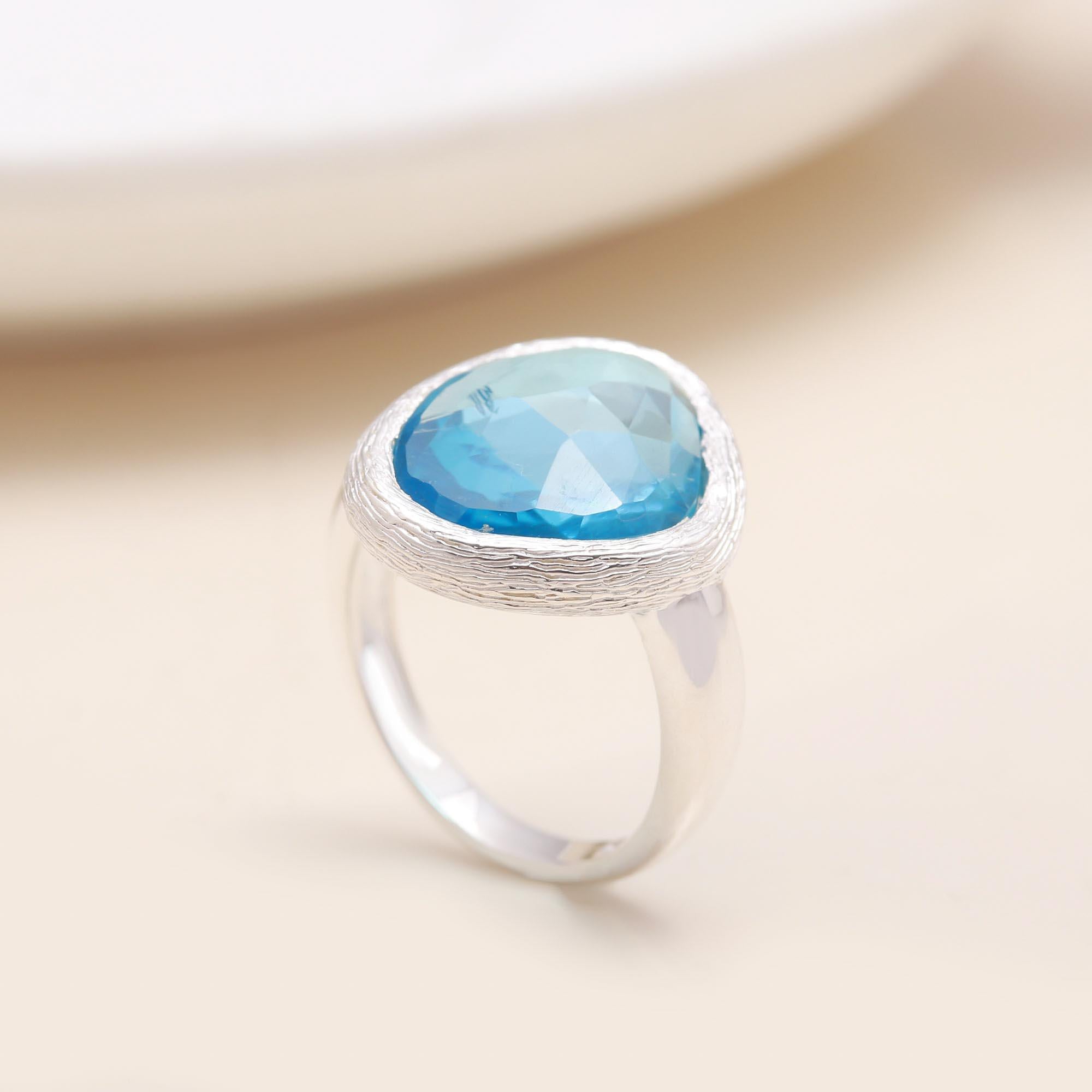 The Ocean Pebble: Brushed Silver Cocktail Ring