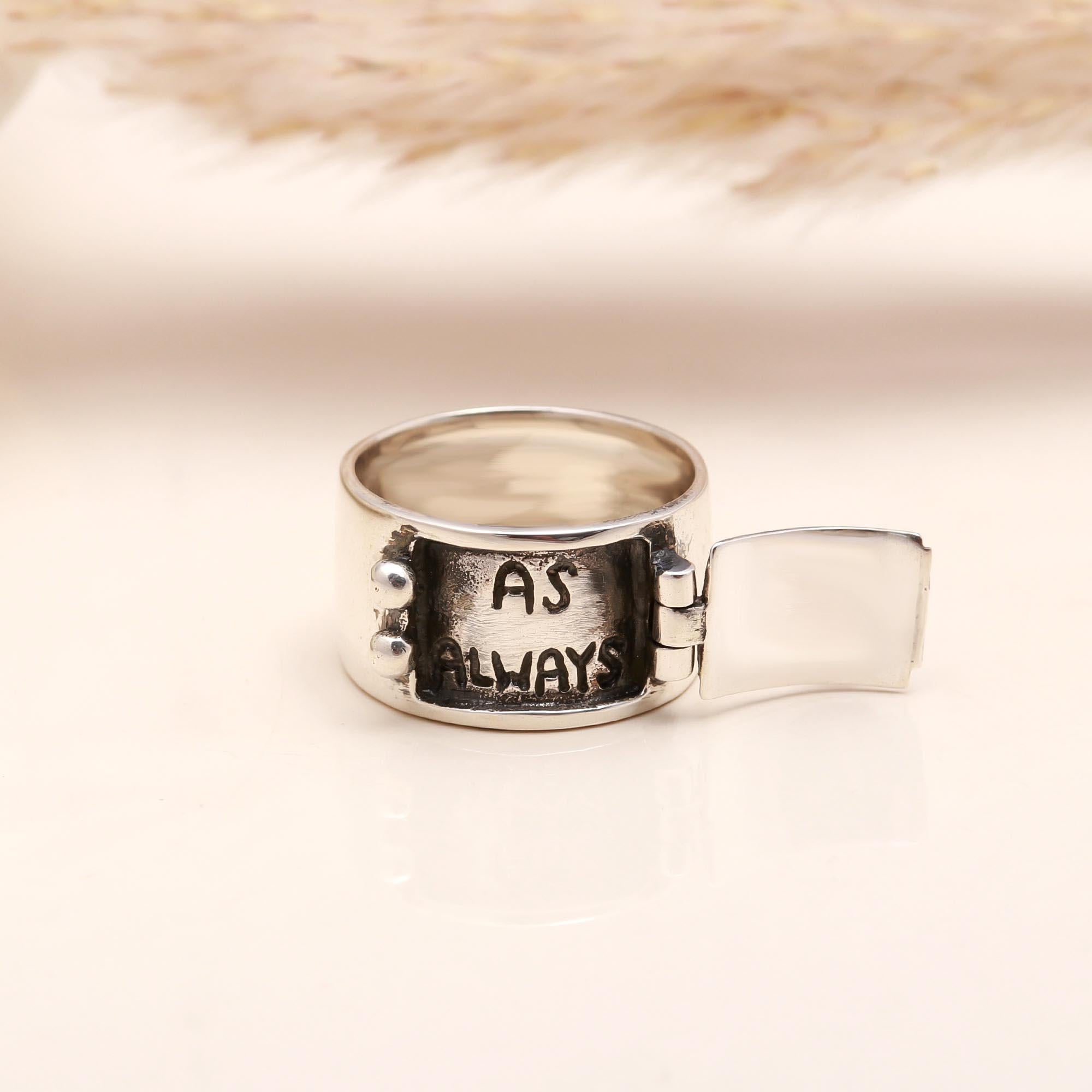 Secret Compartment: Hammered Silver Locket Ring