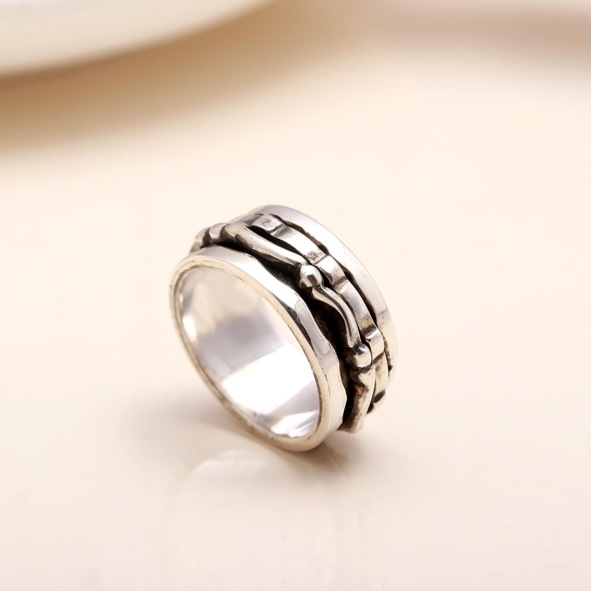 Oxidized Silver: Textured Meditation Fidget Band