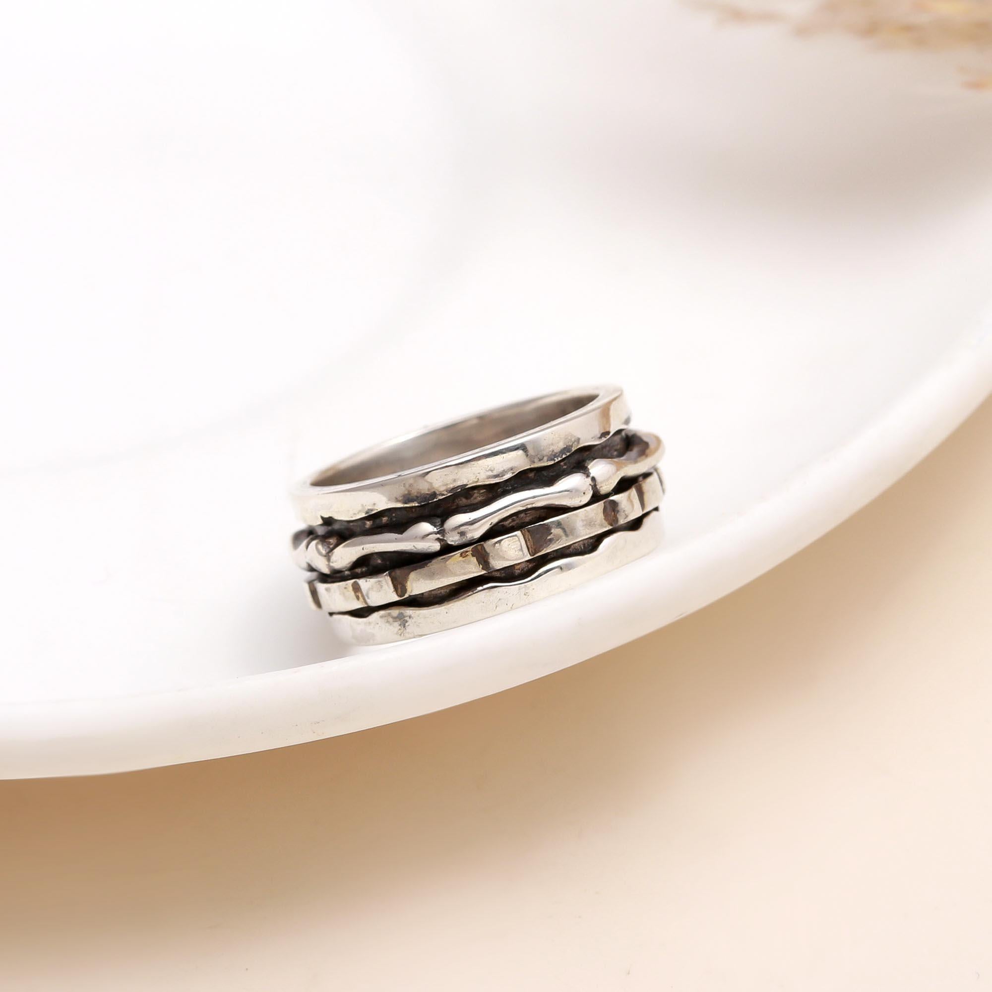 Oxidized Silver: Textured Meditation Fidget Band