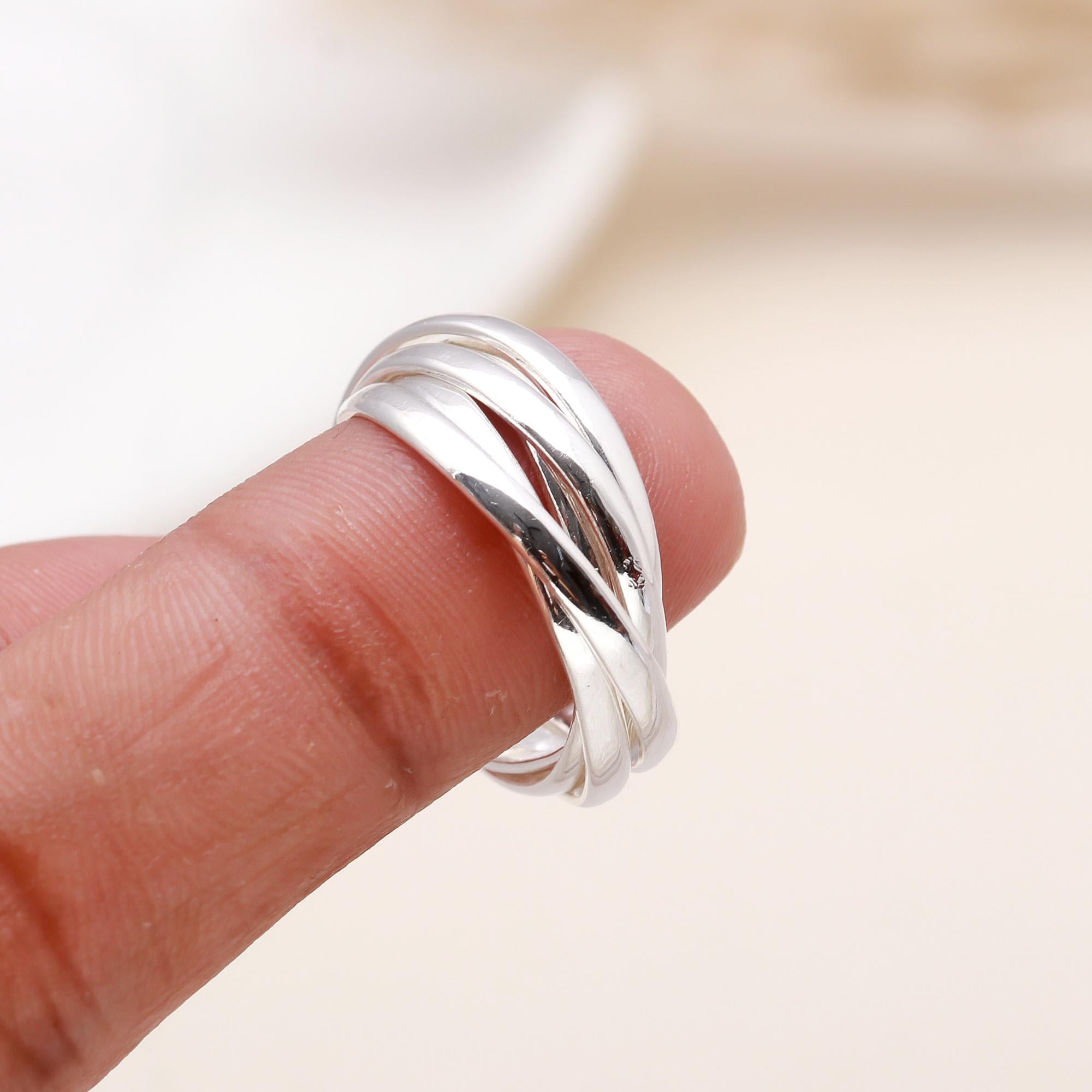 Multi-Band Silver: Rolling Russian Wedding Ring