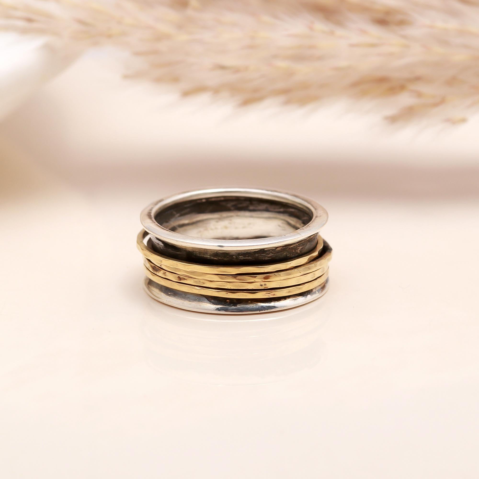 The Mixed Metal Spinner: Concave Multi-Band Meditation Ring