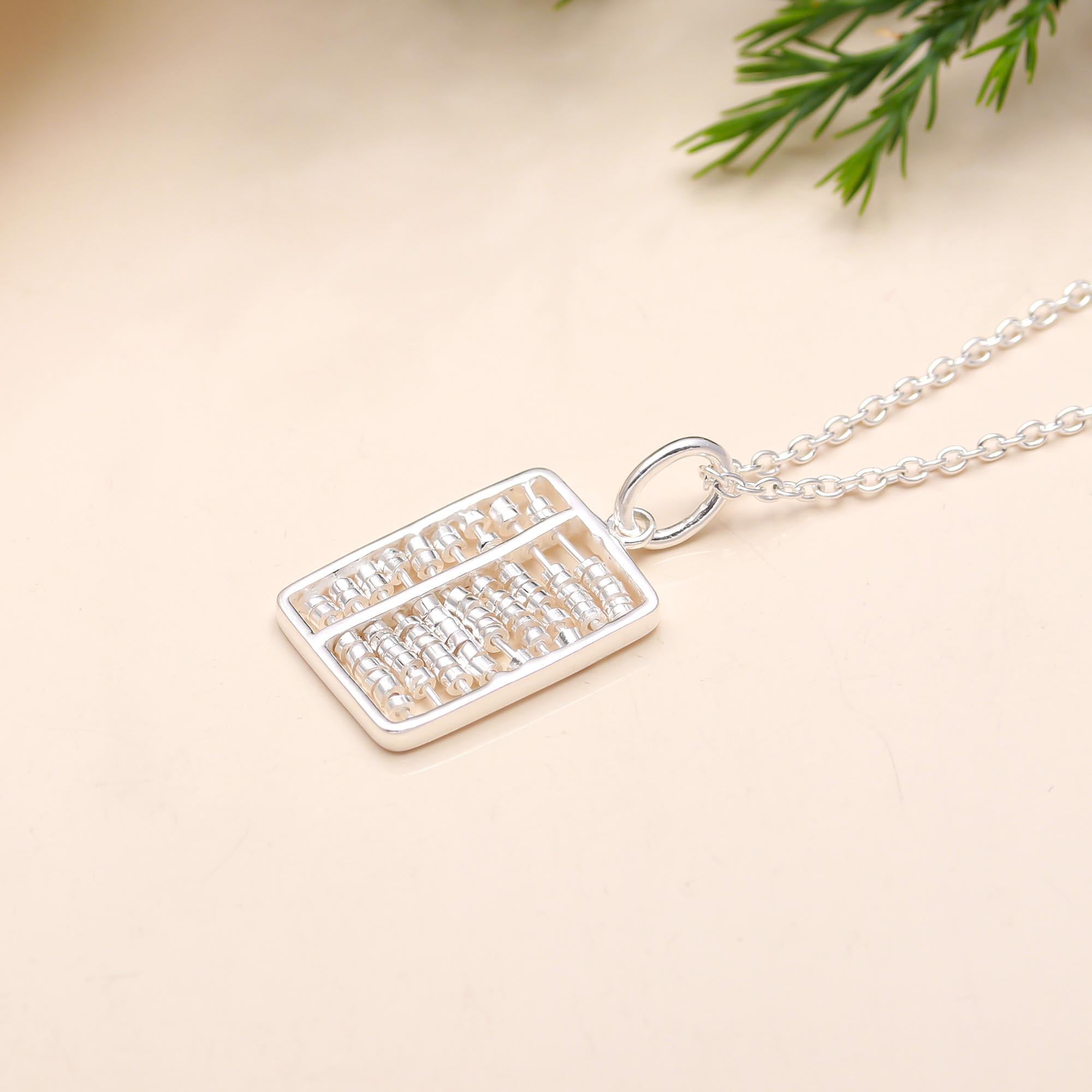 The Silver Logic: Articulated Abacus Pendant Necklace