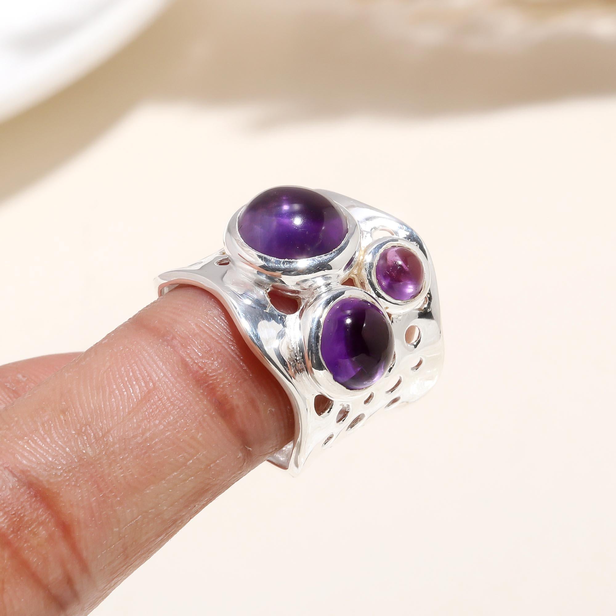 The Violet Lattice: Wide Perforated Band Ring