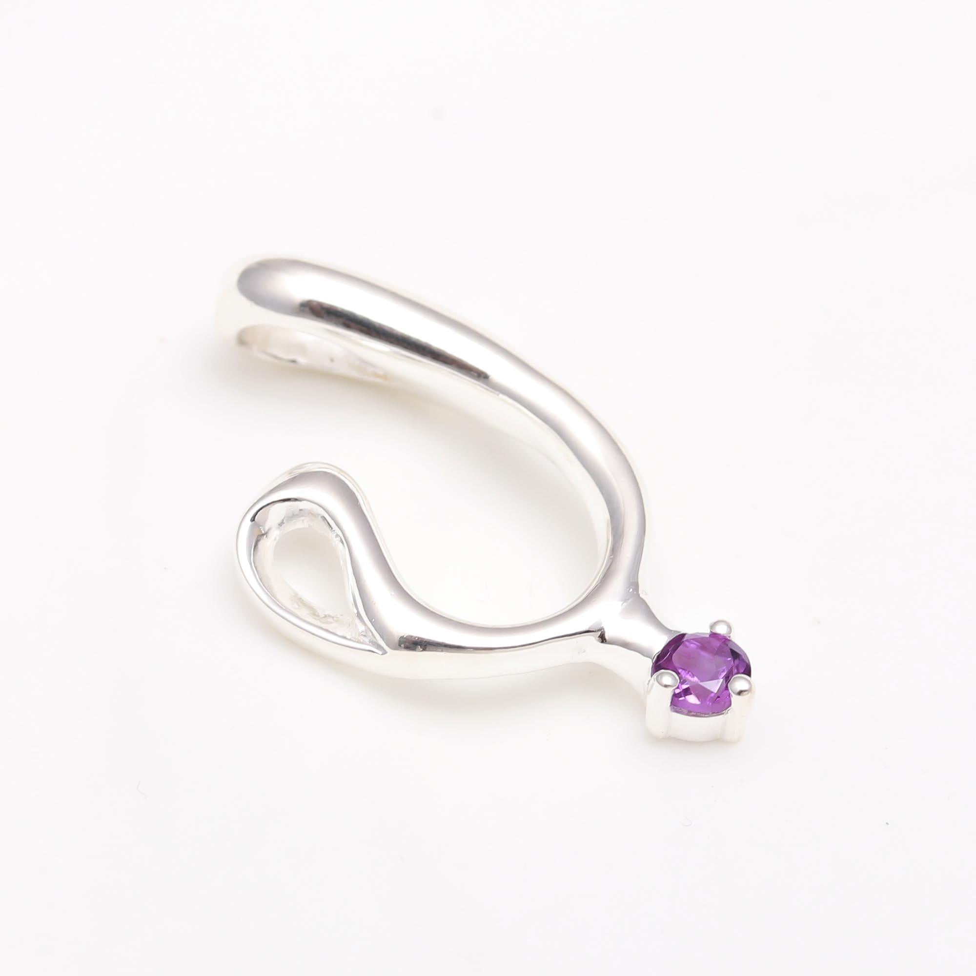 The Sculpted Curve: Modern Abstract Amethyst Pendant