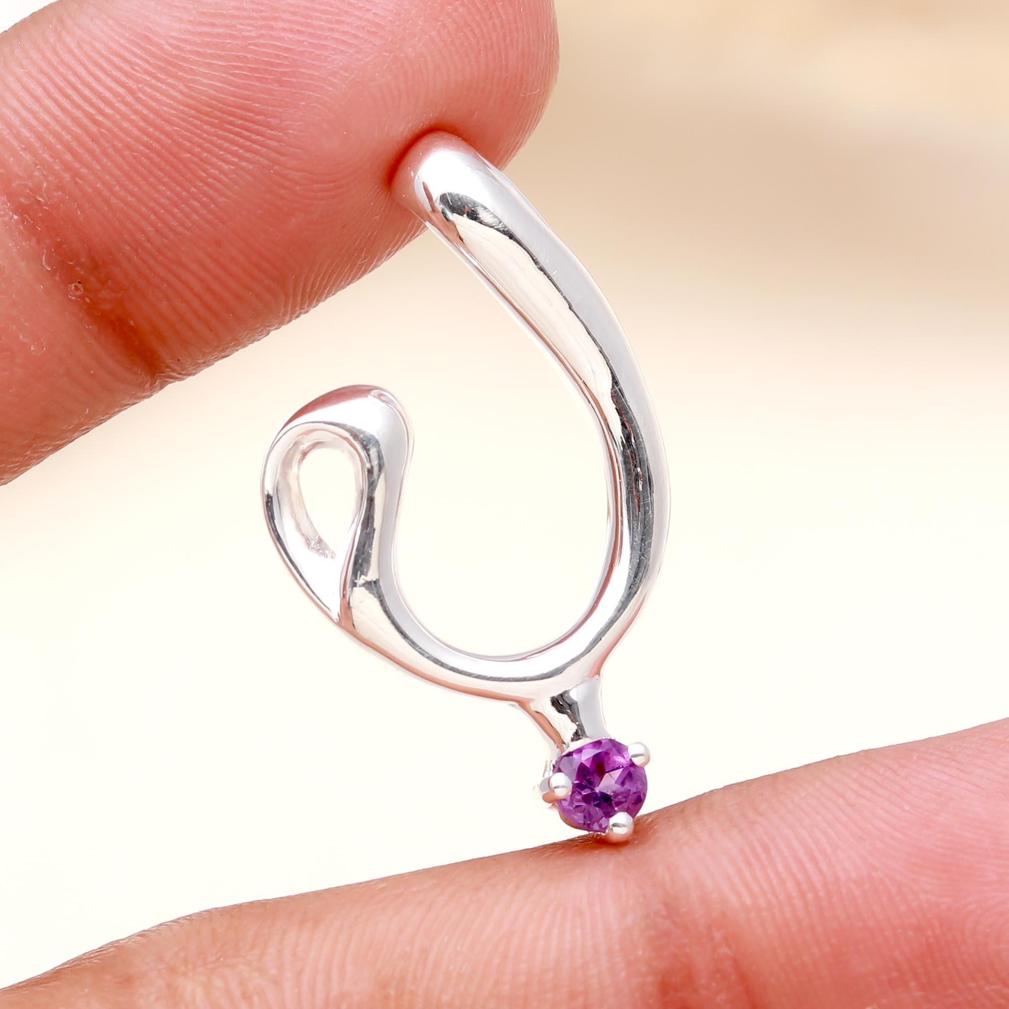 The Sculpted Curve: Modern Abstract Amethyst Pendant