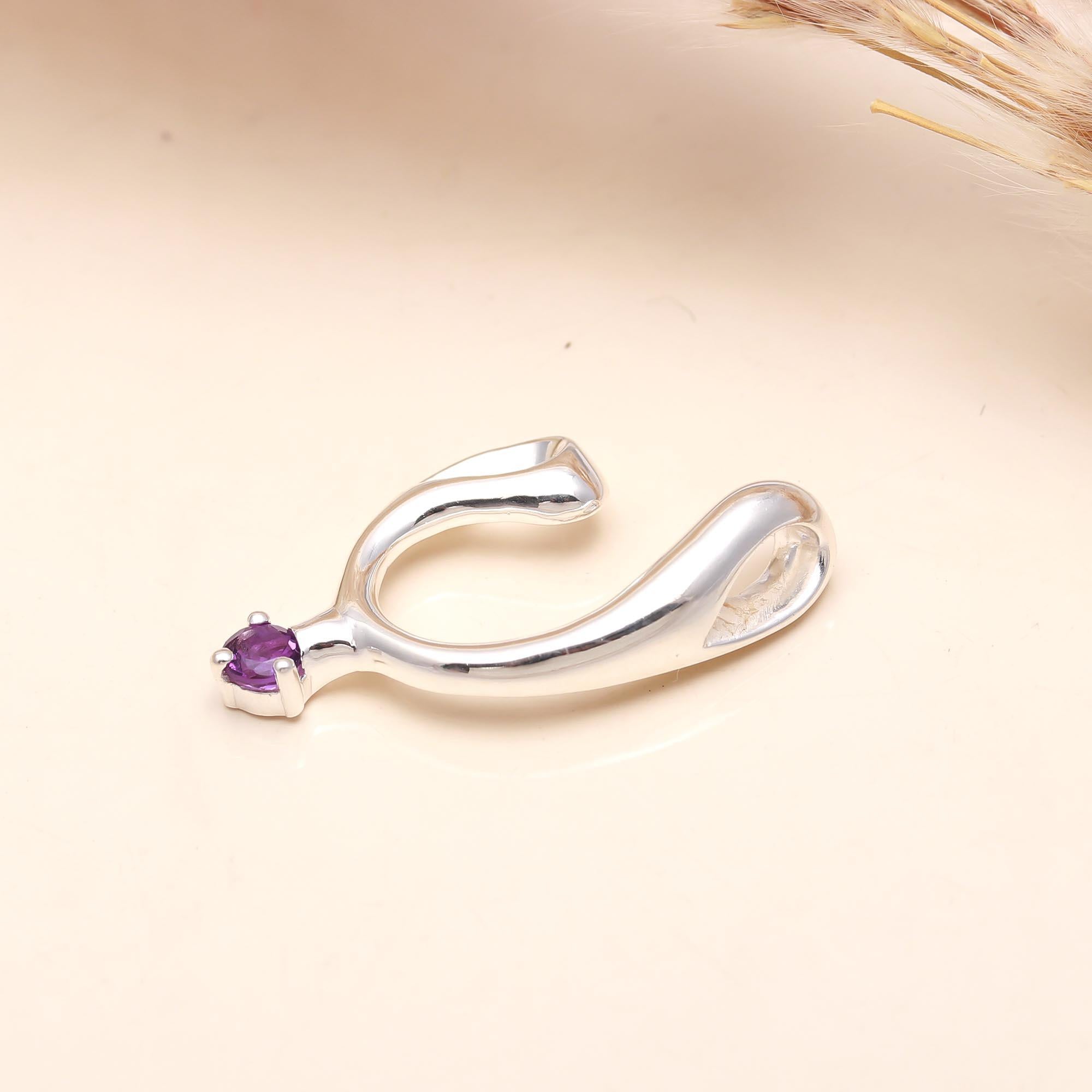 The Sculpted Curve: Modern Abstract Amethyst Pendant