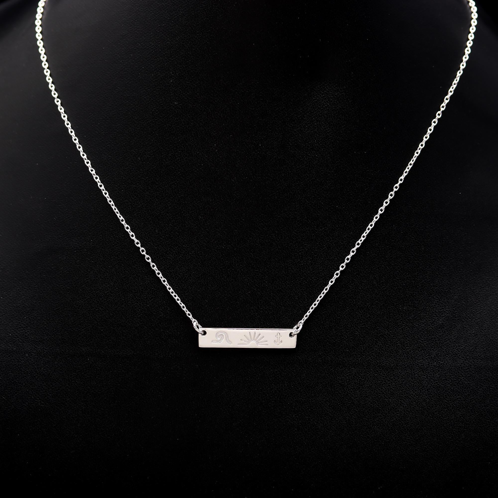 925 Silver Bar Pendant Necklace