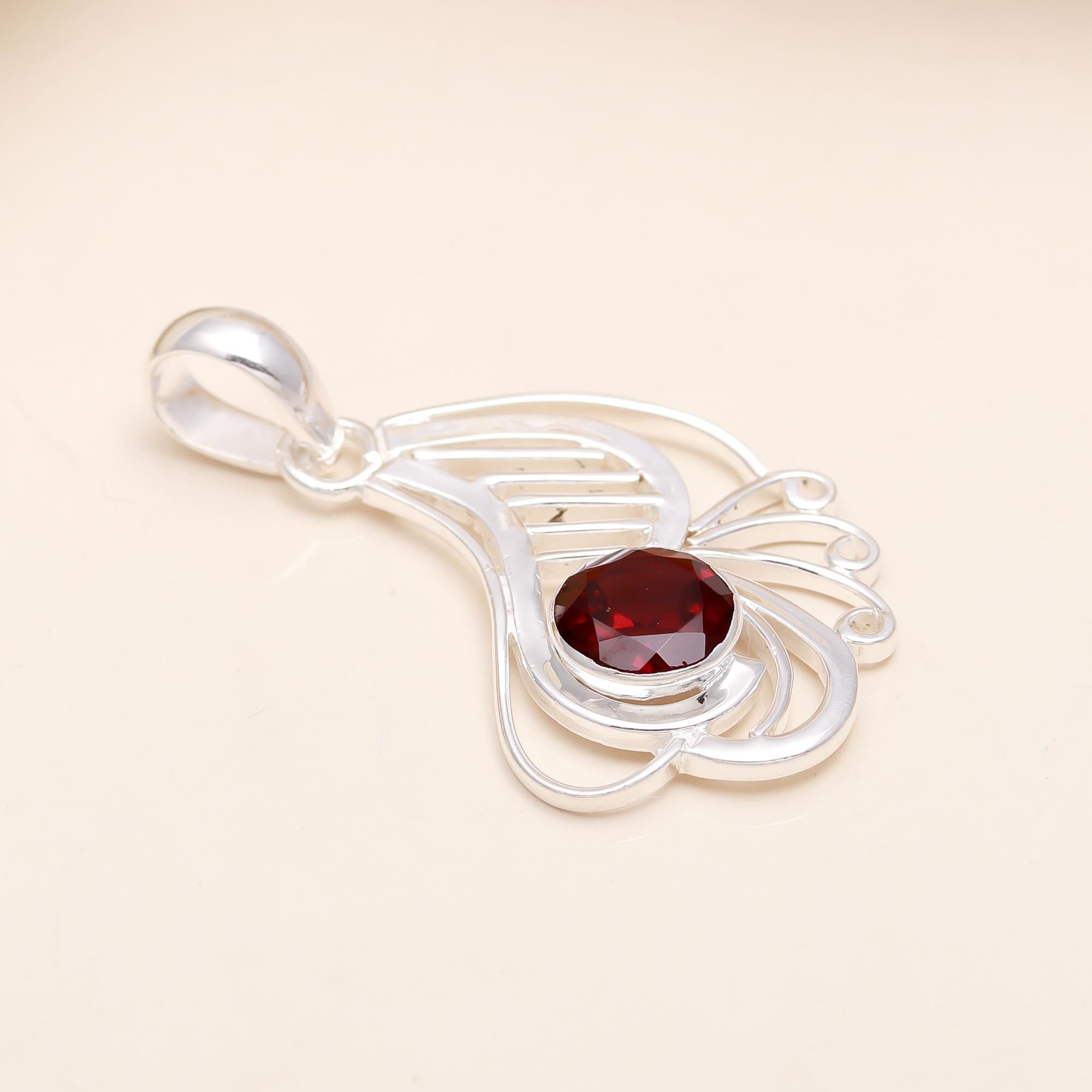 The Scarlet Wing: Red Garnet Filigree Drop Pendant