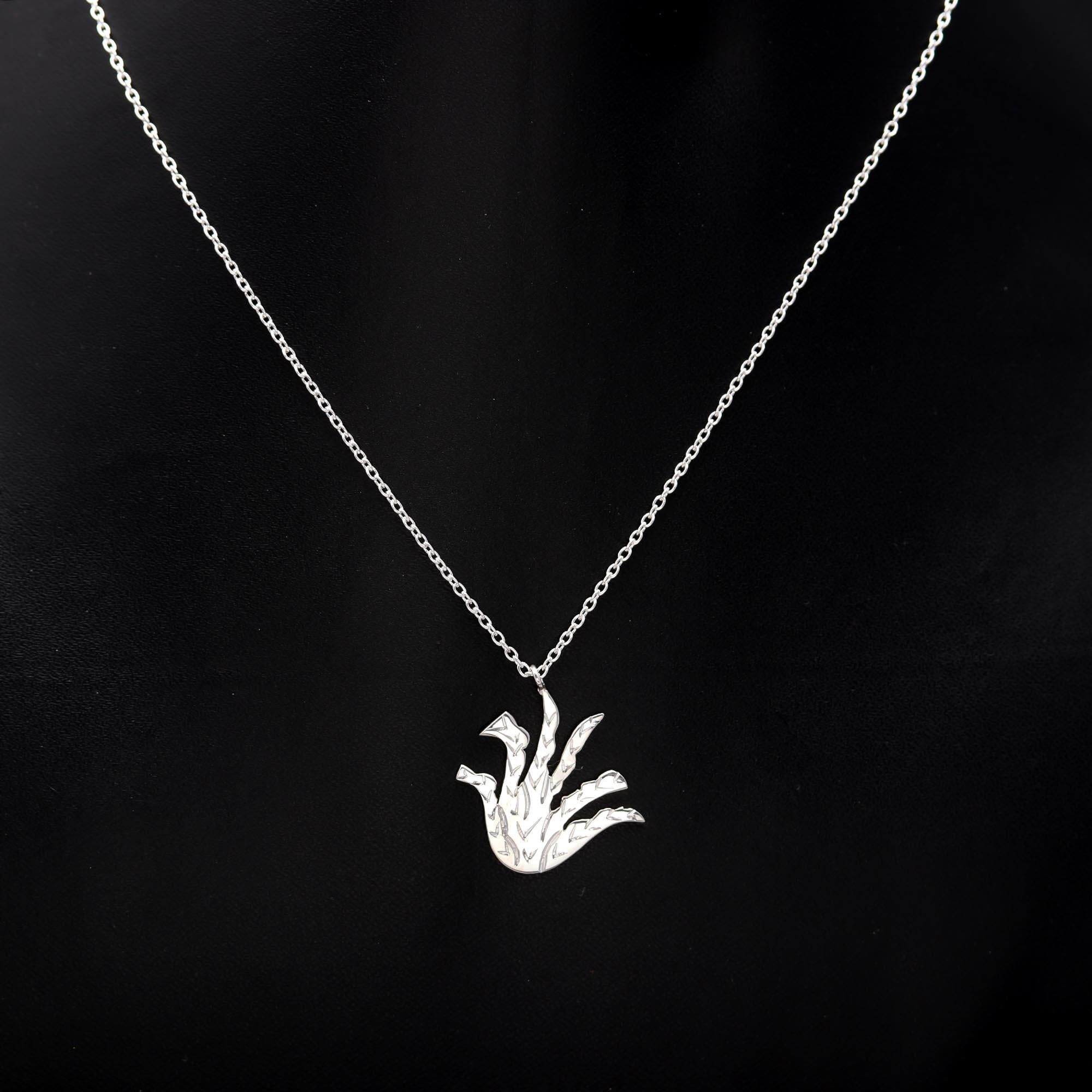 925 Silver Aloe Leaf Pendant Necklace