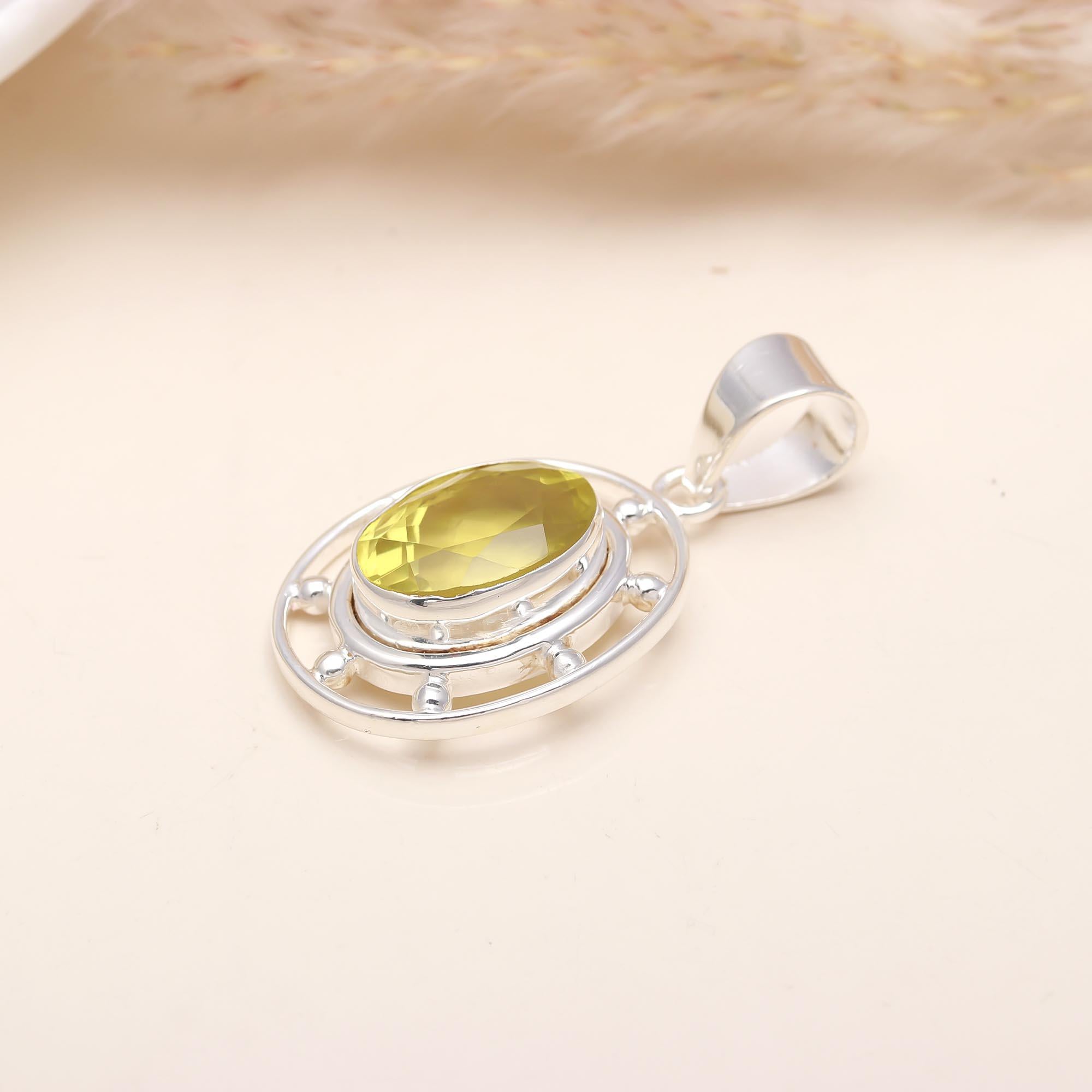 The Solar Halo: Lemon Quartz Sterling Silver Pendant