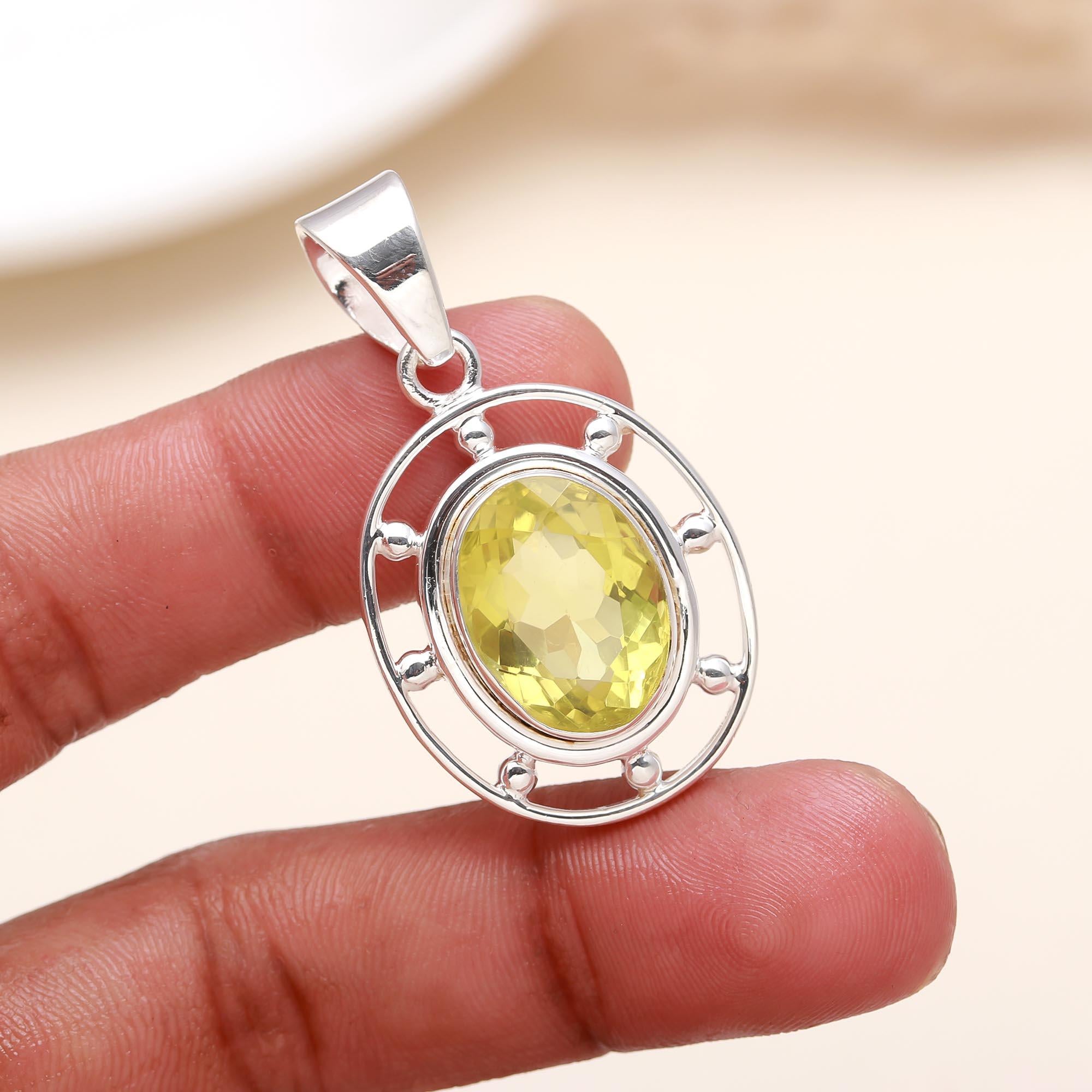 The Solar Halo: Lemon Quartz Sterling Silver Pendant