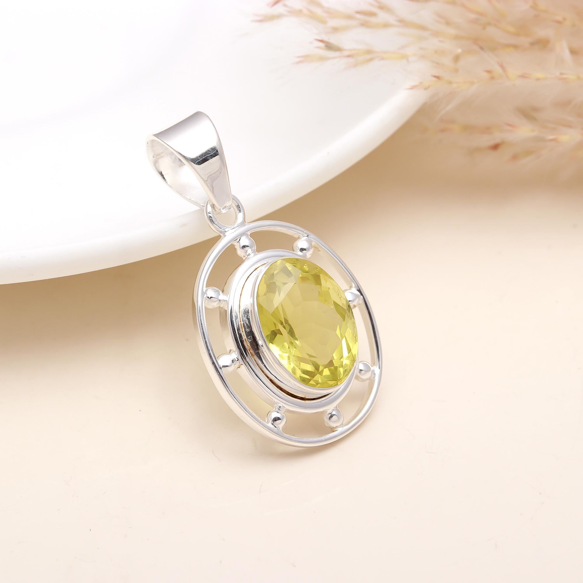 The Solar Halo: Lemon Quartz Sterling Silver Pendant