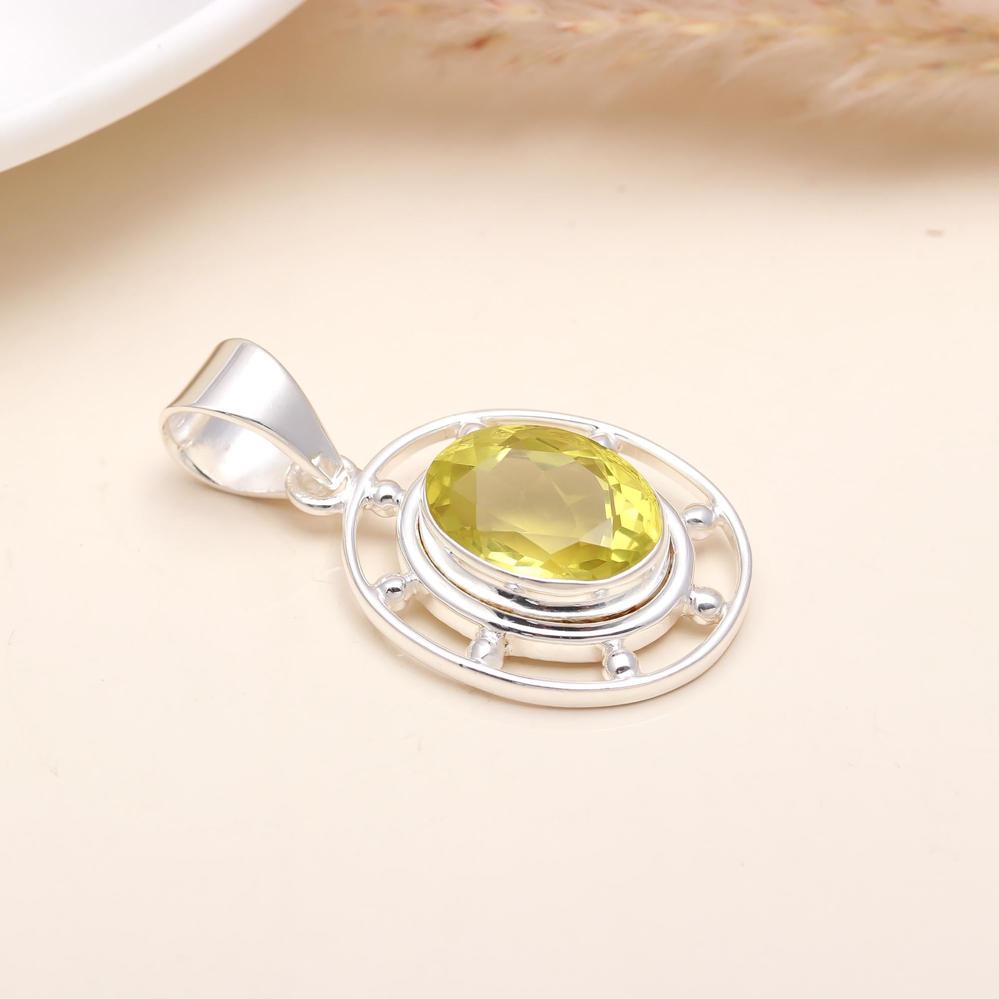 The Solar Halo: Lemon Quartz Sterling Silver Pendant