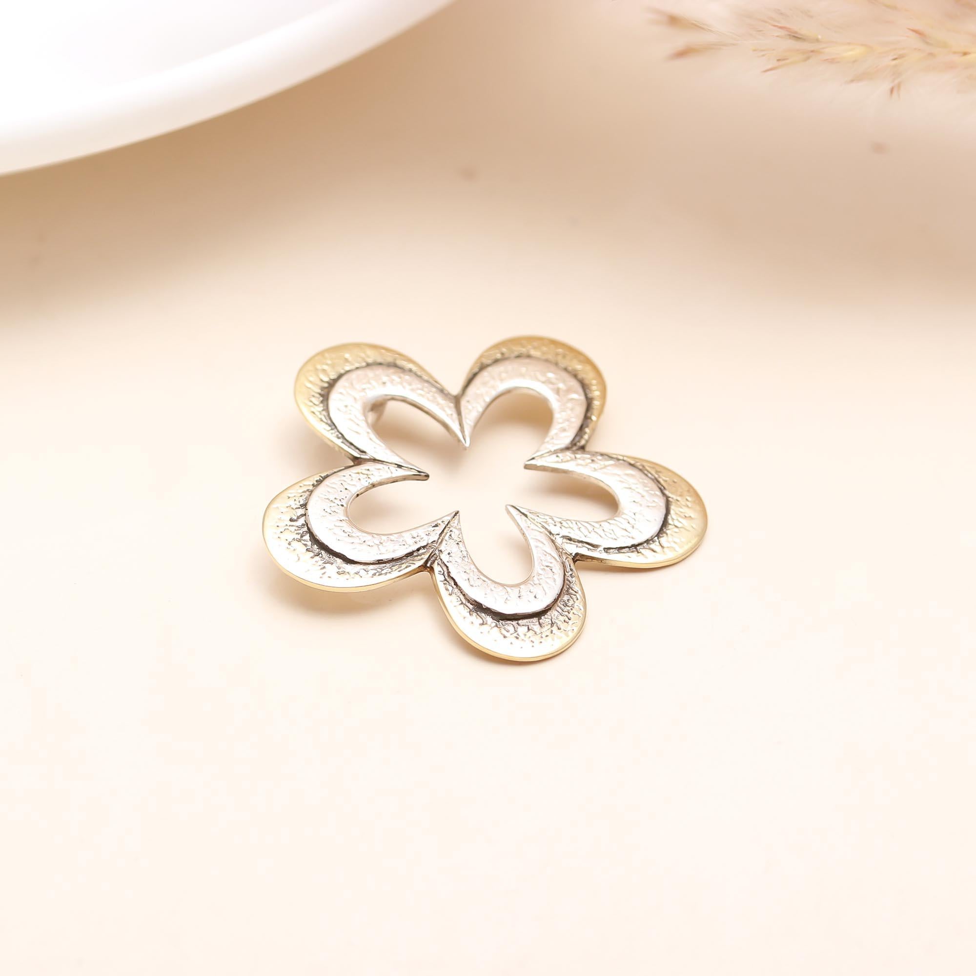 The Gilded Blossom: Two-Tone Sterling Silver & Gold Flower Pendant