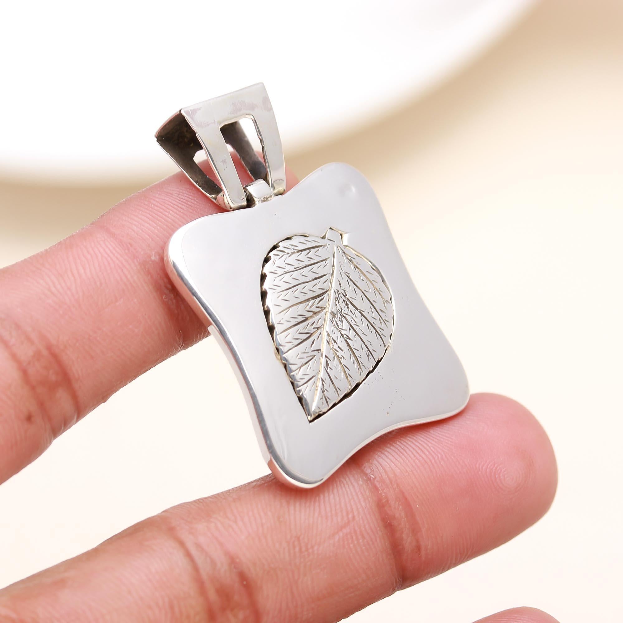 The Silver Foliage: Textured Leaf Sterling Silver Pendant