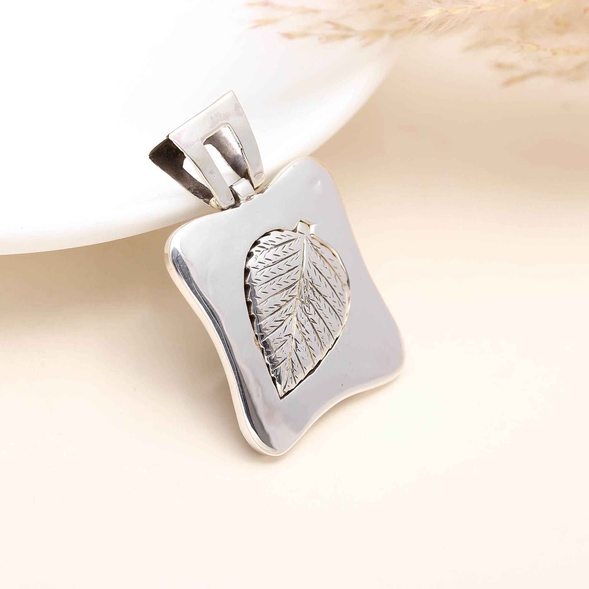 The Silver Foliage: Textured Leaf Sterling Silver Pendant