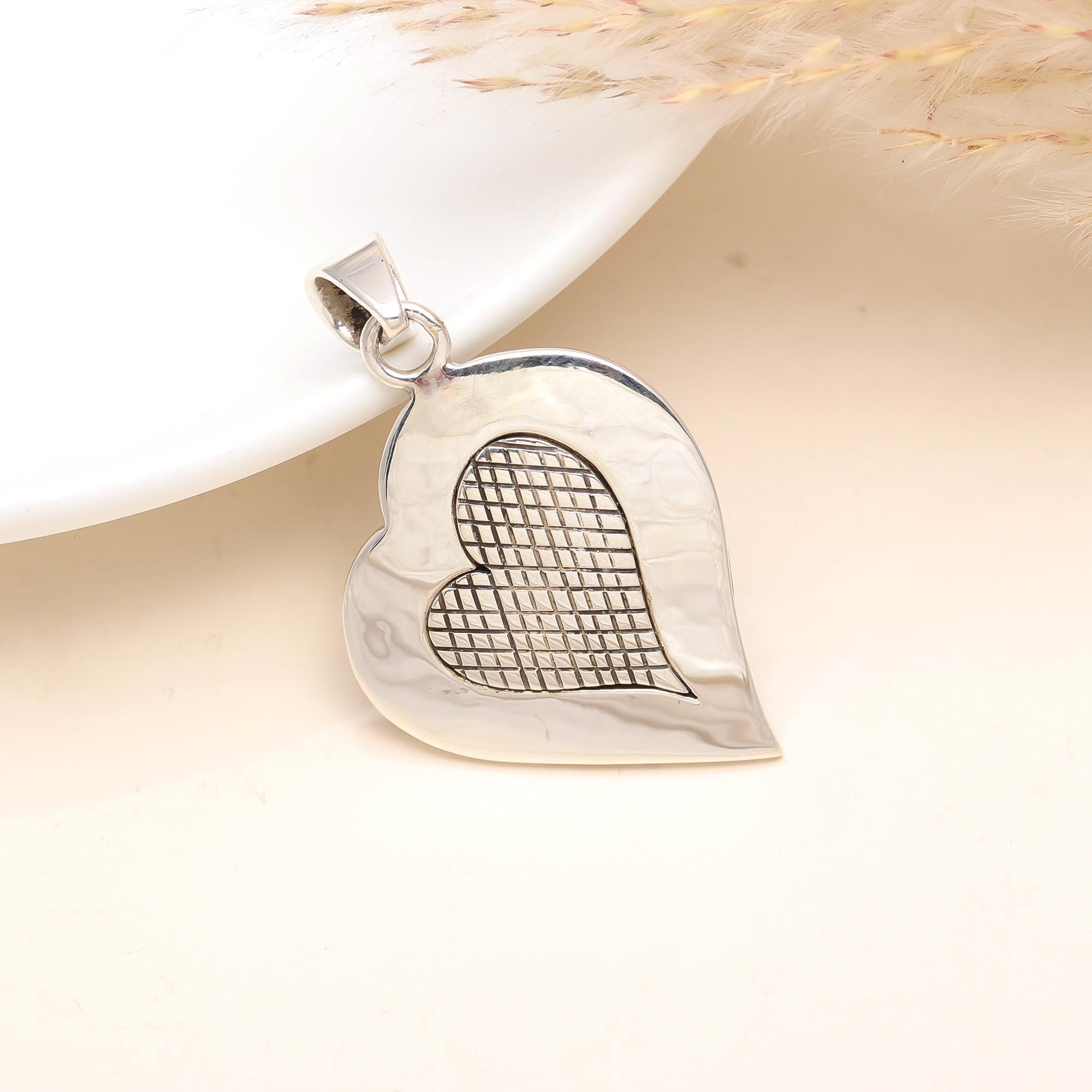 The Etched Heart: Sterling Silver Textured Medallion Pendant