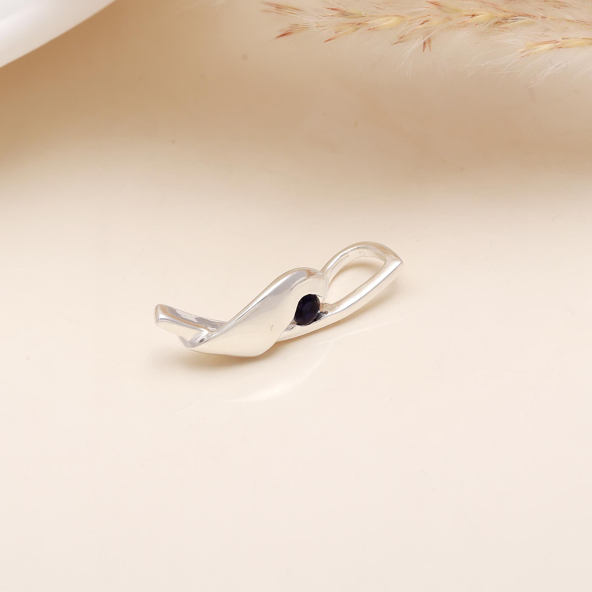 The Sculptural Fold: Abstract Sterling Silver & Sapphire Pendant