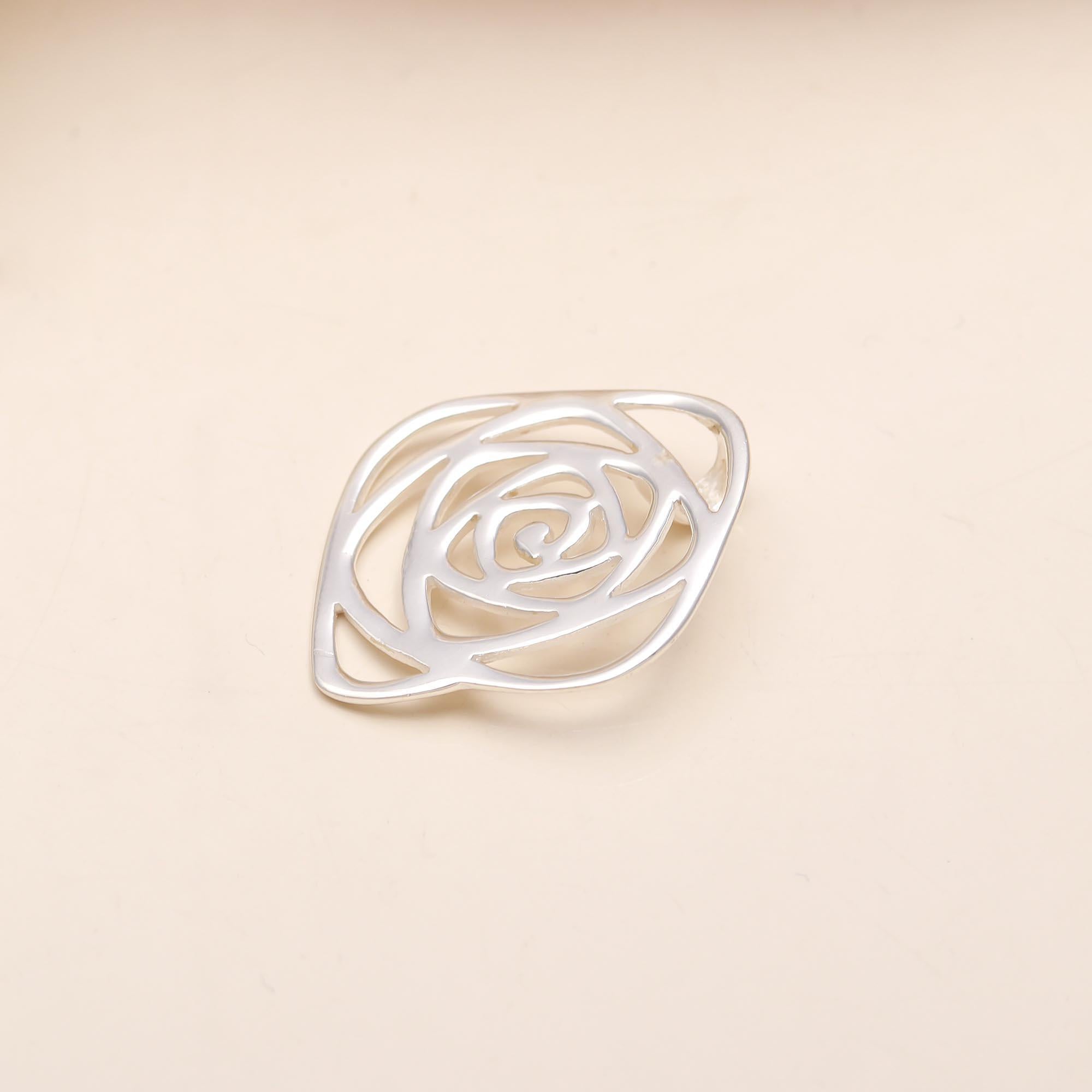 The Silver Rose: Contemporary Open-Work Sterling Silver Pendant