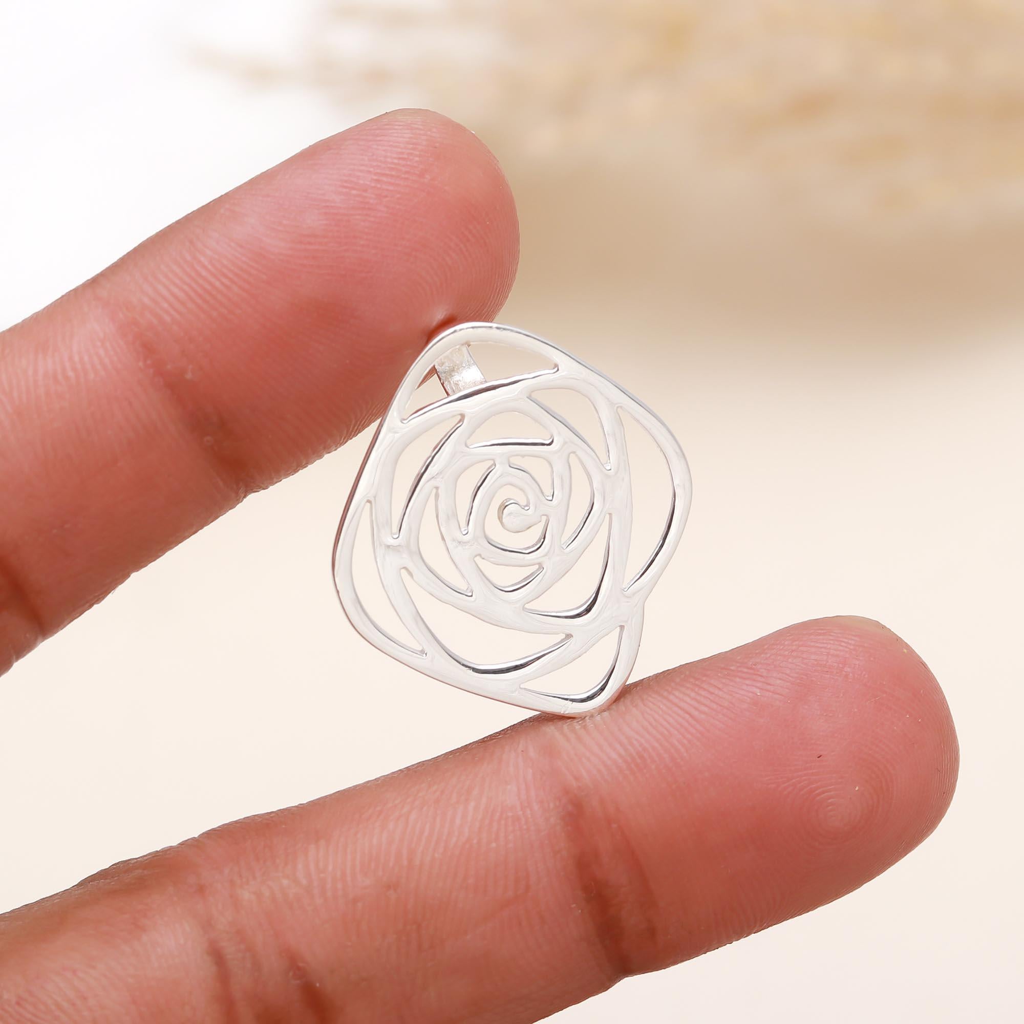 The Silver Rose: Contemporary Open-Work Sterling Silver Pendant