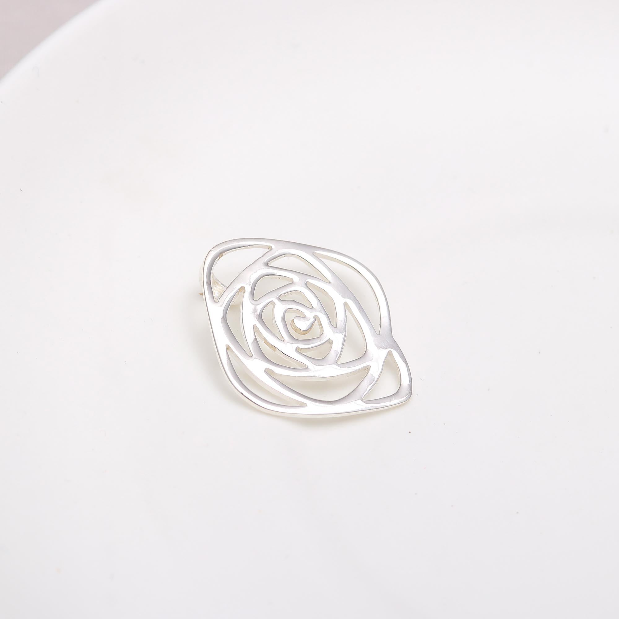The Silver Rose: Contemporary Open-Work Sterling Silver Pendant