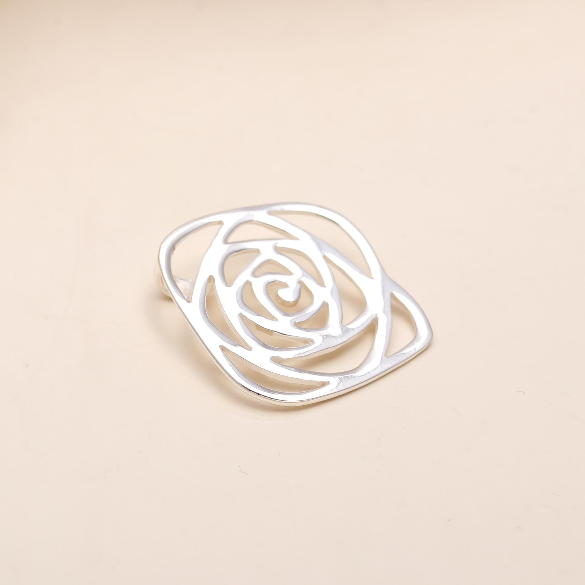 The Silver Rose: Contemporary Open-Work Sterling Silver Pendant