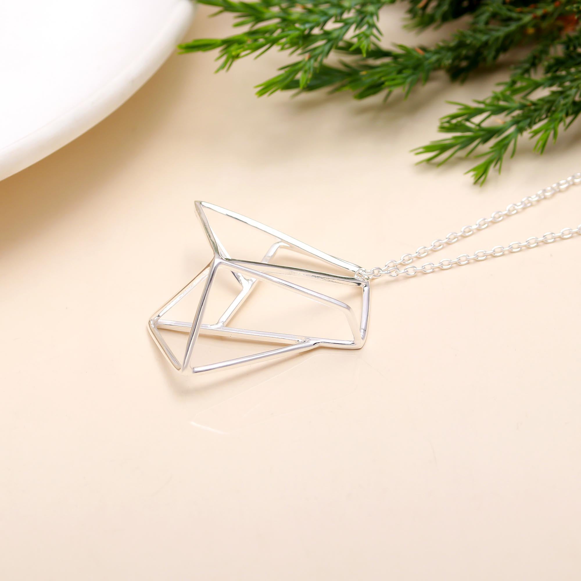 925 Silver Abstract Frame Pendant Necklace