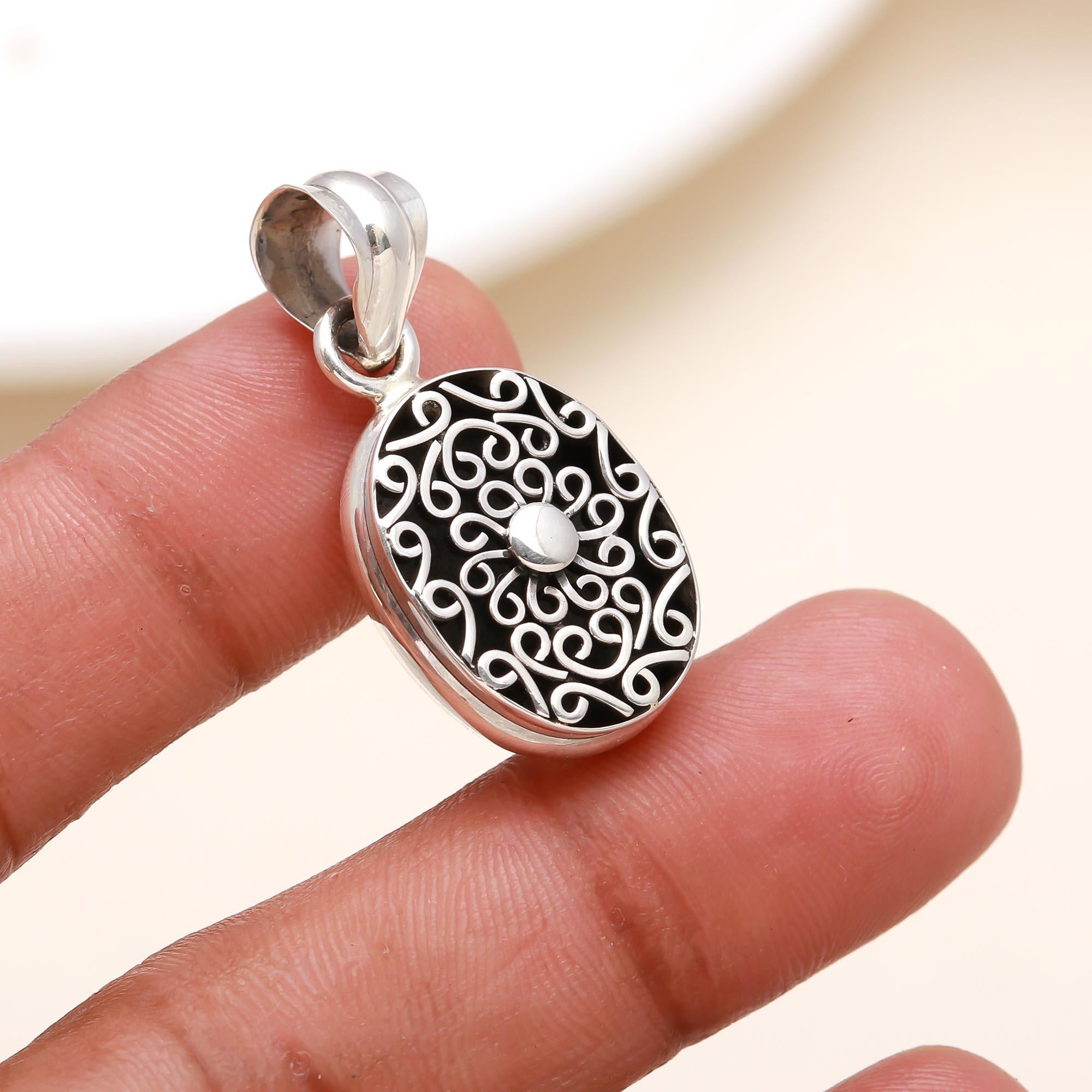 The Victorian Scroll: Sterling Silver & Pearl Filigree Pendant