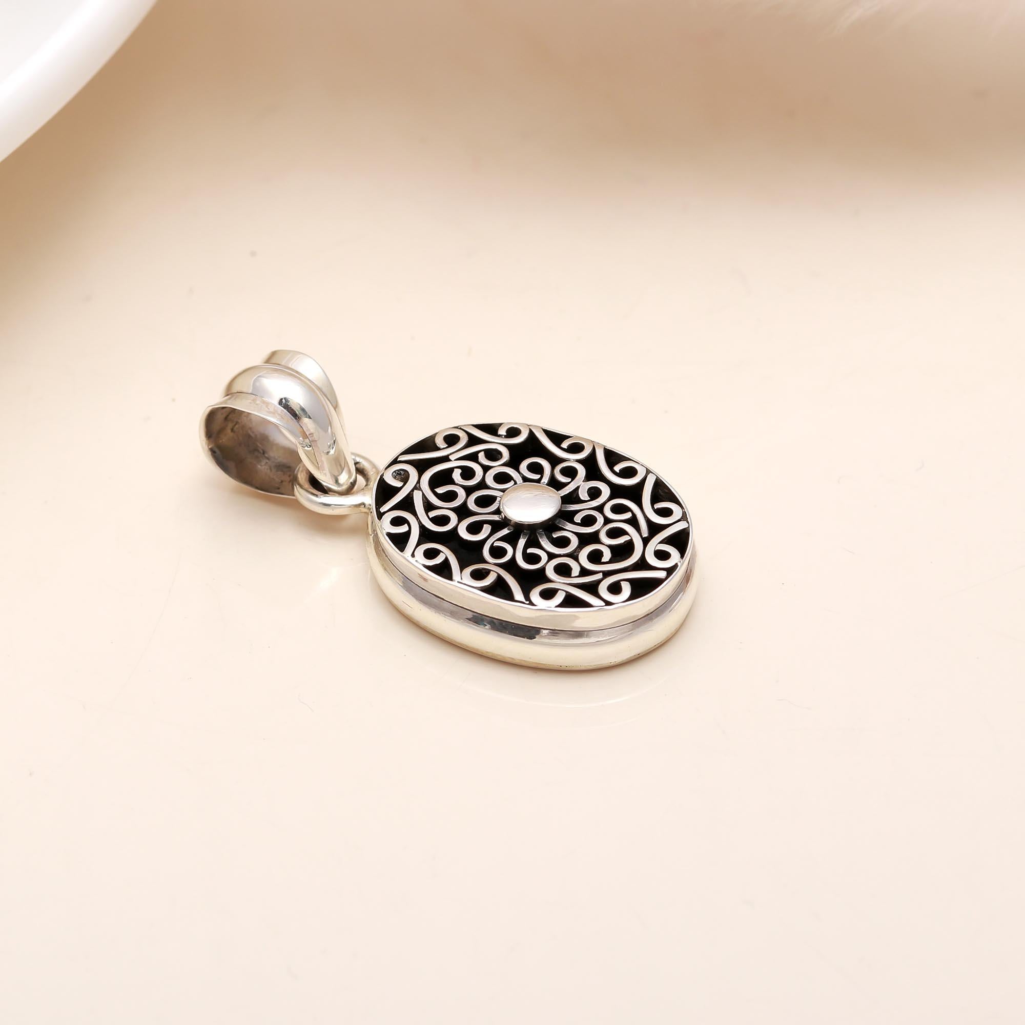 The Victorian Scroll: Sterling Silver & Pearl Filigree Pendant