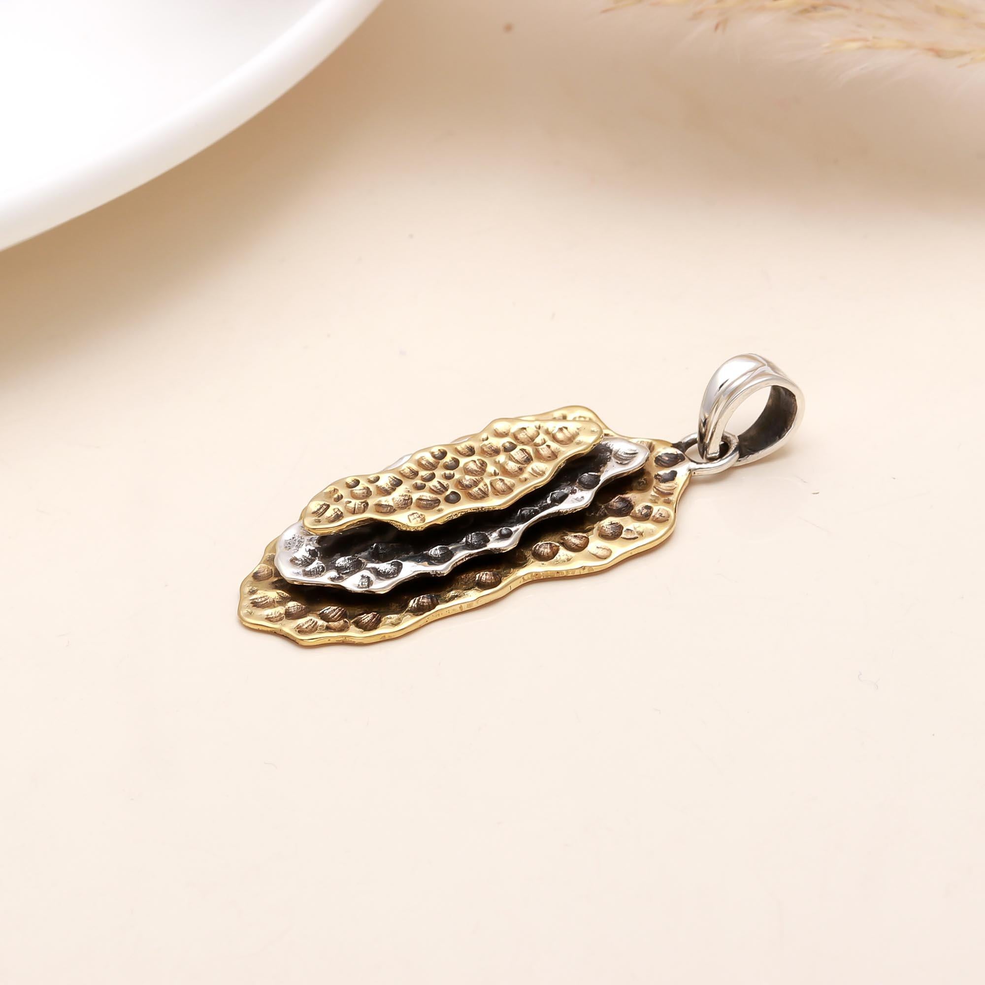 The Organic Strata: Mixed Metal Textured Pod Pendant