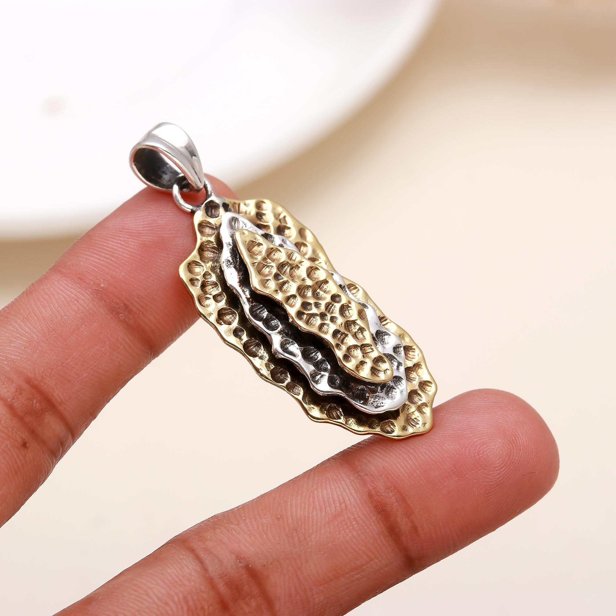 The Organic Strata: Mixed Metal Textured Pod Pendant