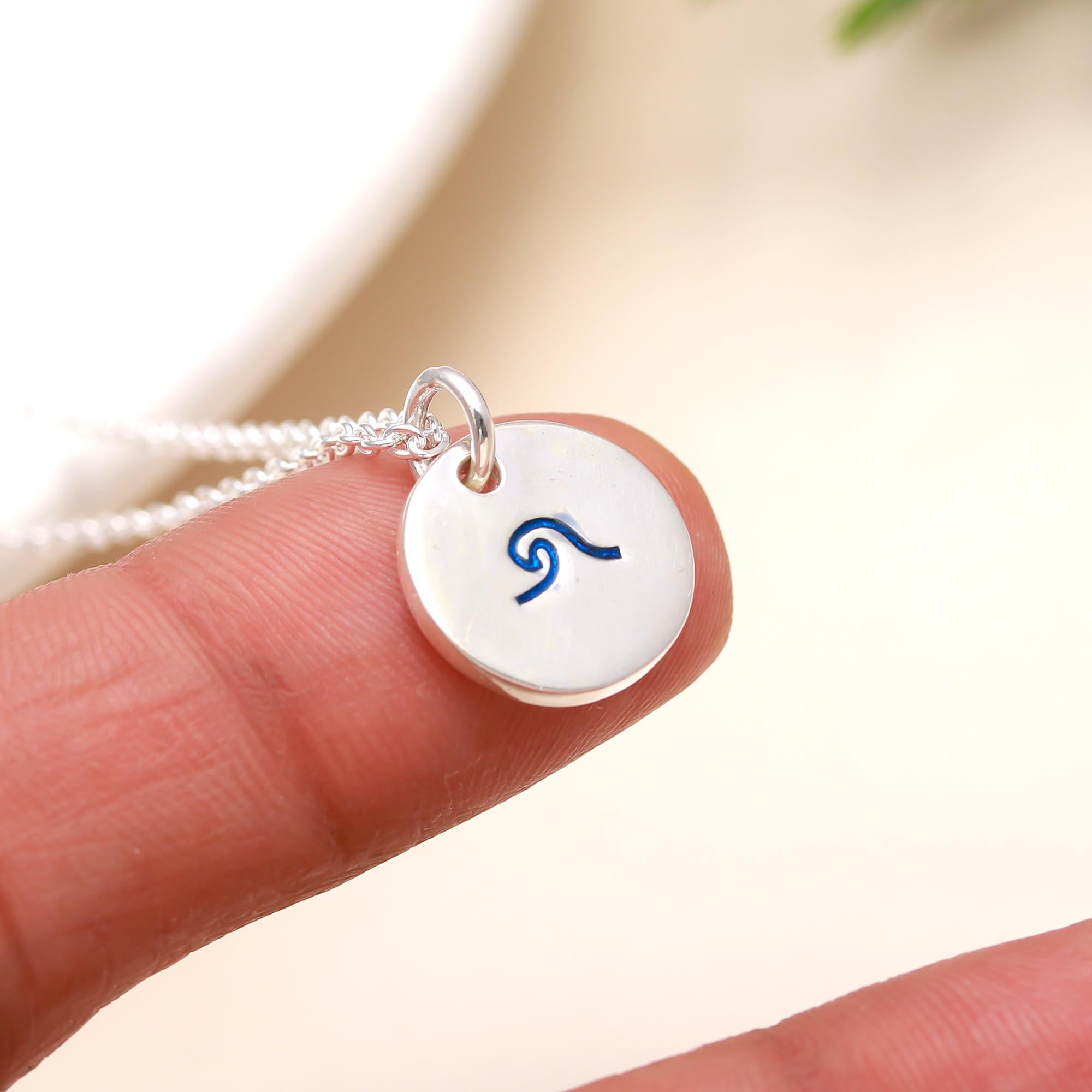 925 Silver Round Wave Pendant Necklace