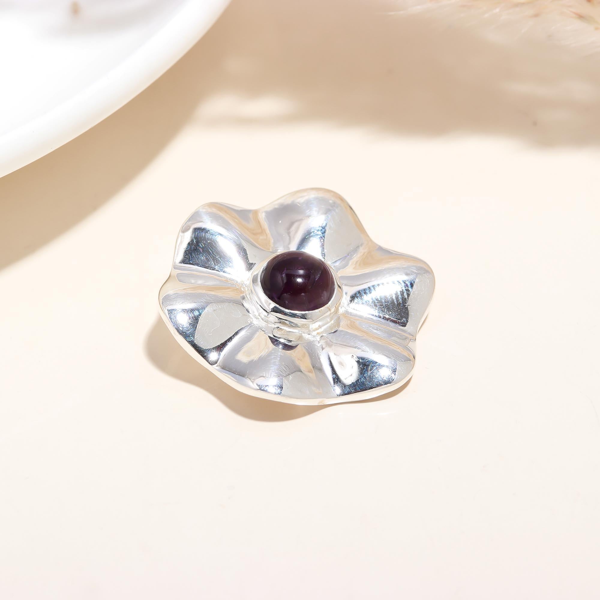 Sterling Silver Flower Statement Pendant