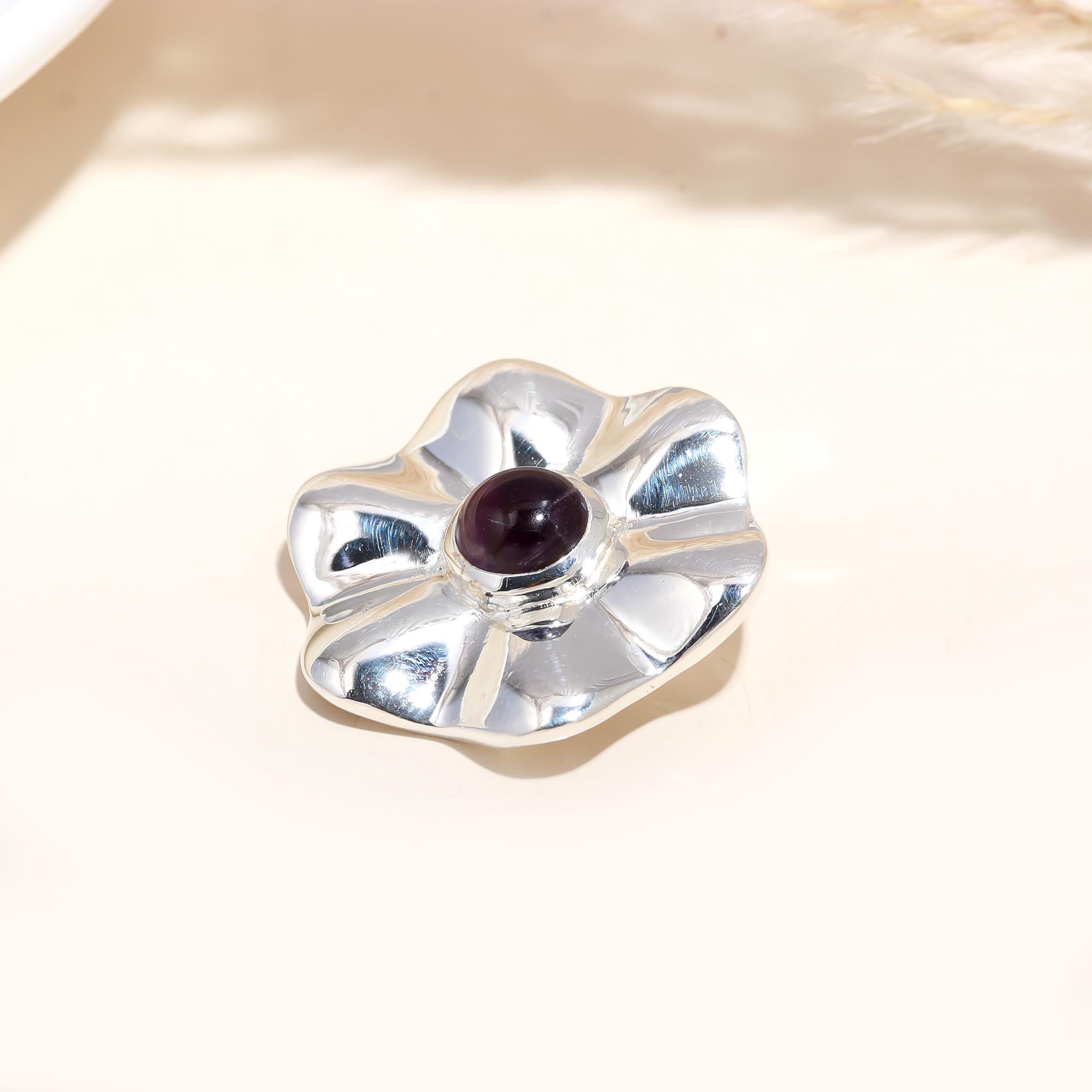 Sterling Silver Flower Statement Pendant