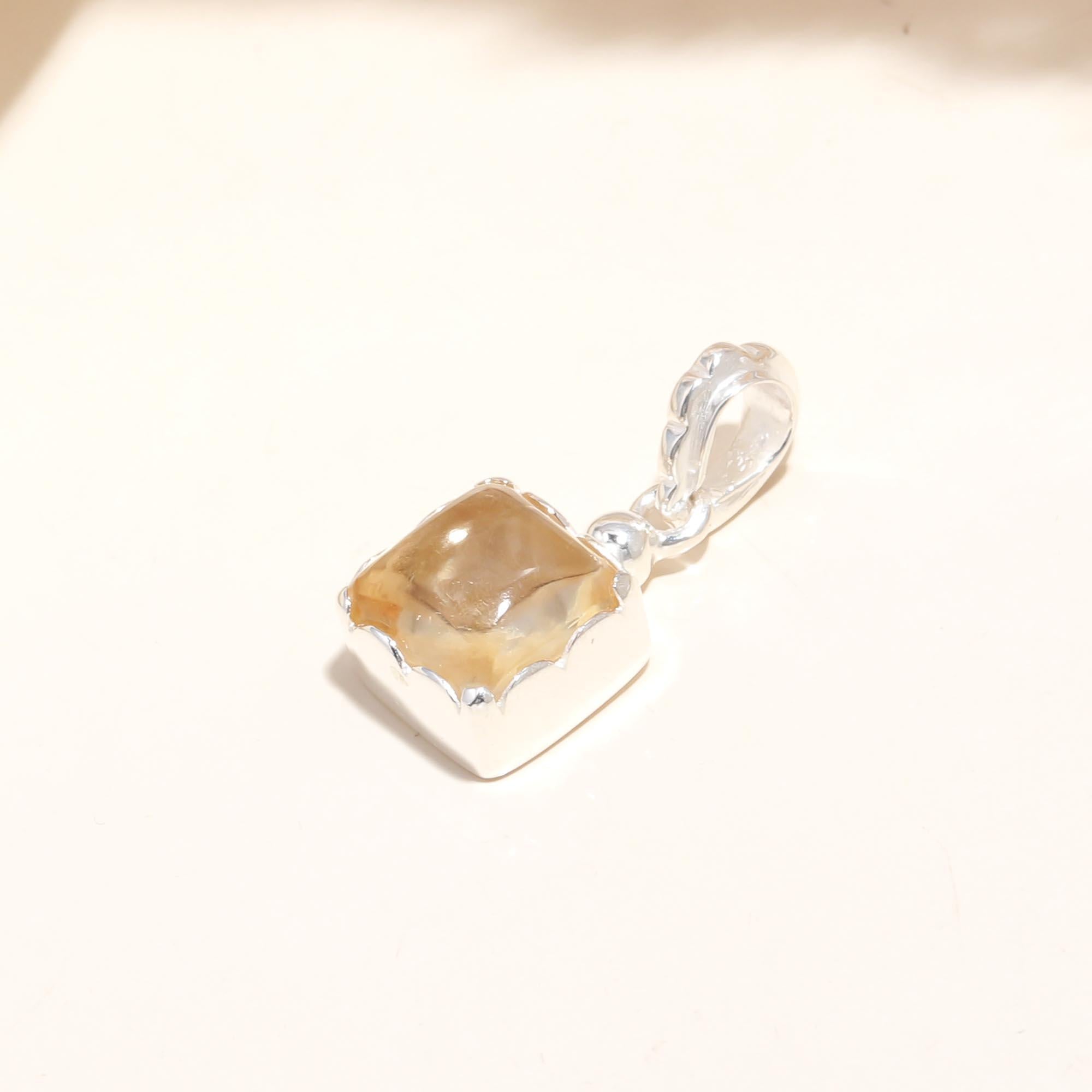 The Golden Ray: Square Citrine Cushion Pendant
