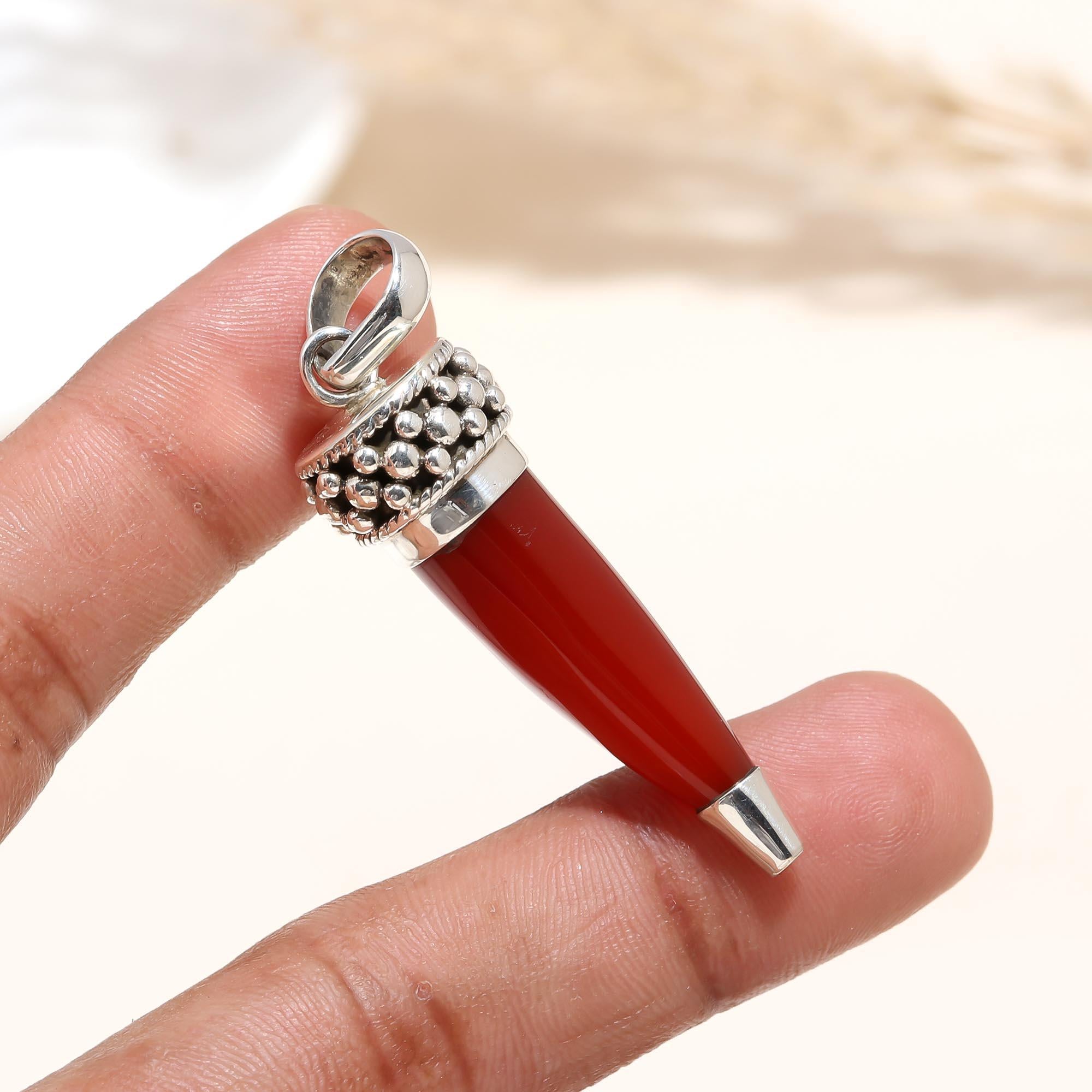The Crimson Spike: Red Carnelian Bullet Pendant