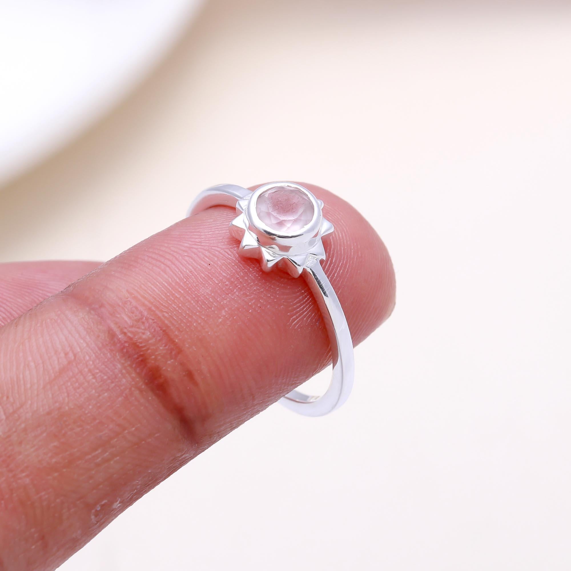 The Pink Sun Ring: Rose Quartz Sun-Setting Ring