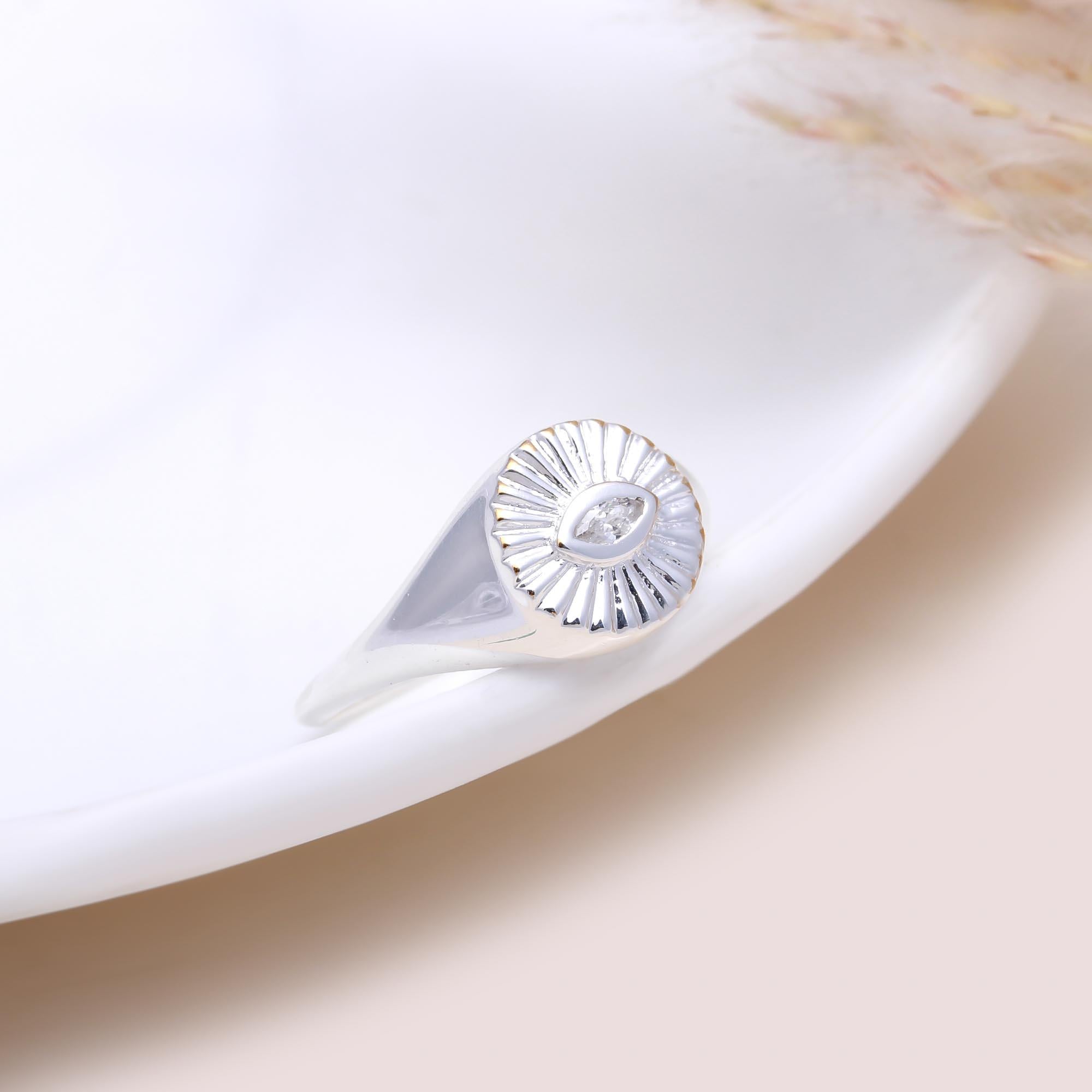 The Starburst Signet: Marquise CZ Signet Ring