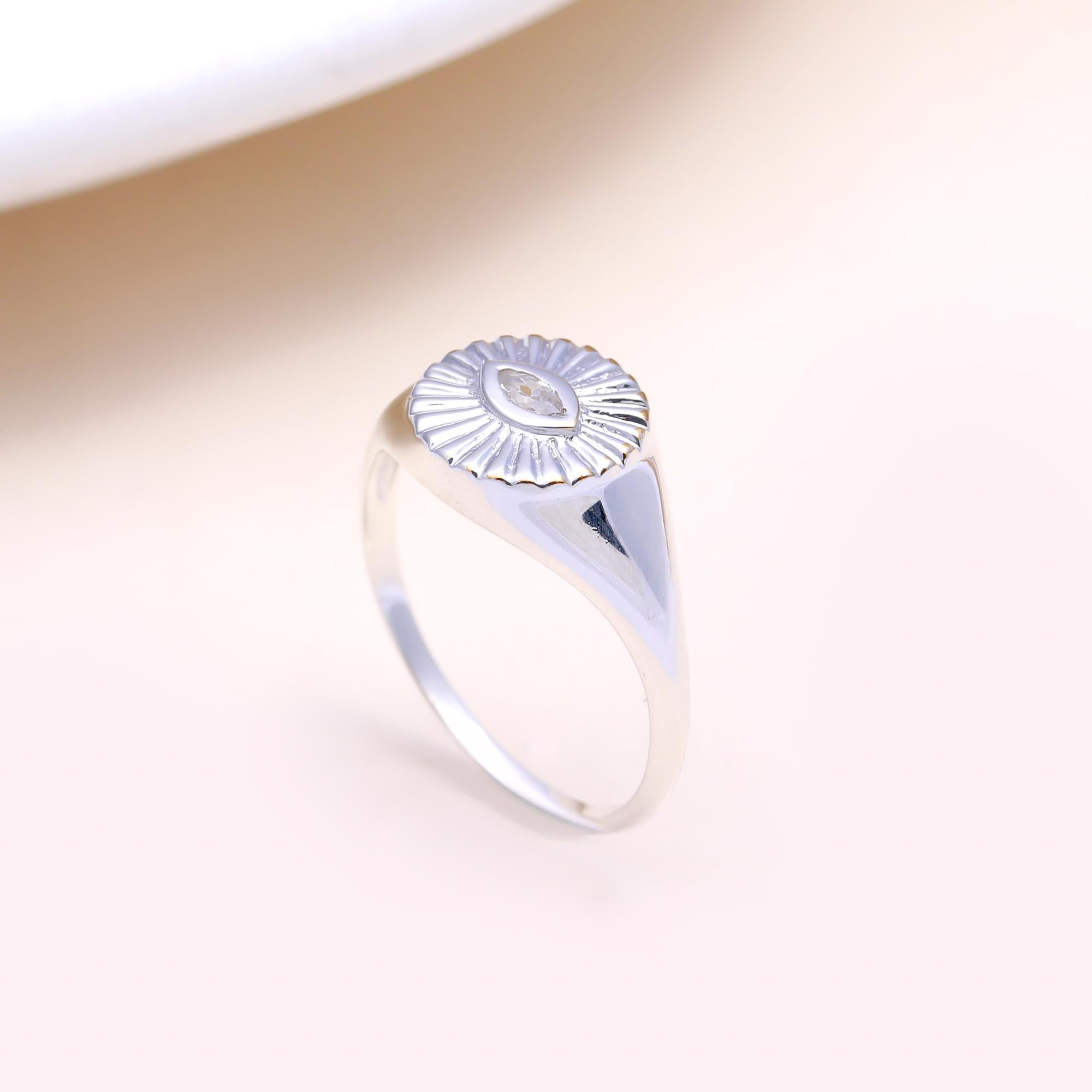 The Starburst Signet: Marquise CZ Signet Ring