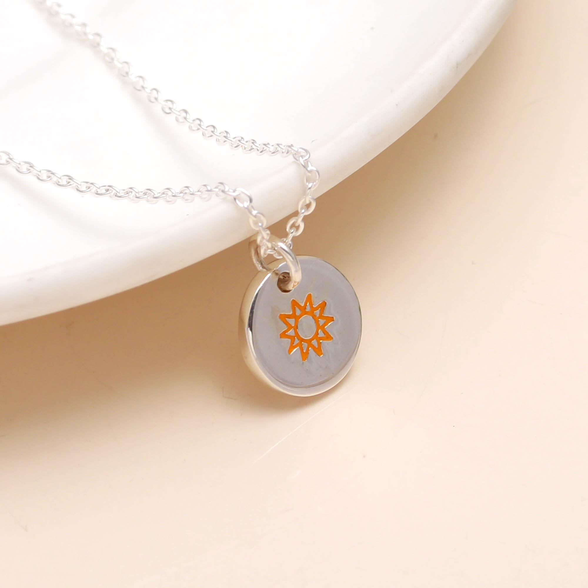 925 Silver Sun Charm Pendant Necklace