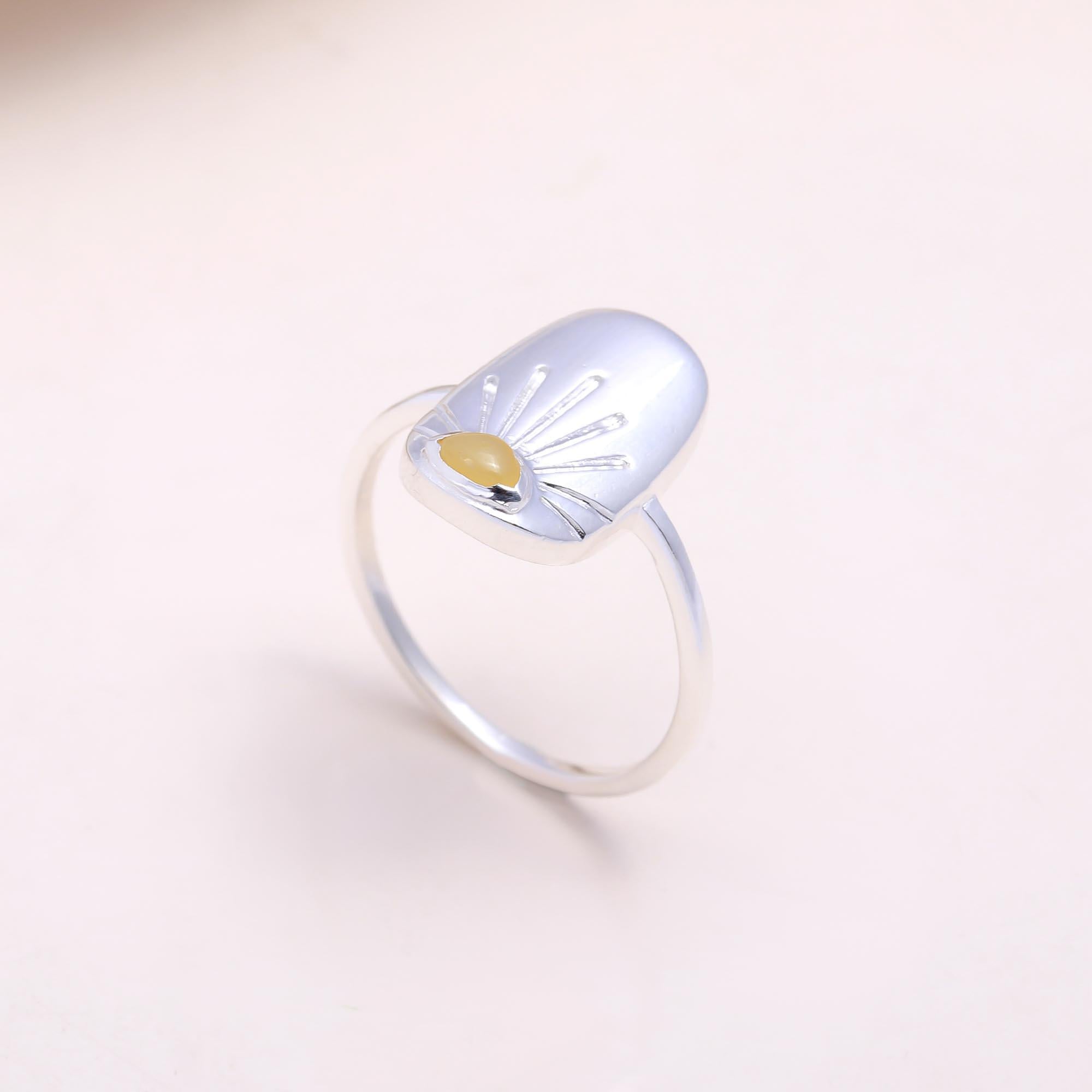 The Solar Ray Signet: Citrine Sunburst Signet Ring