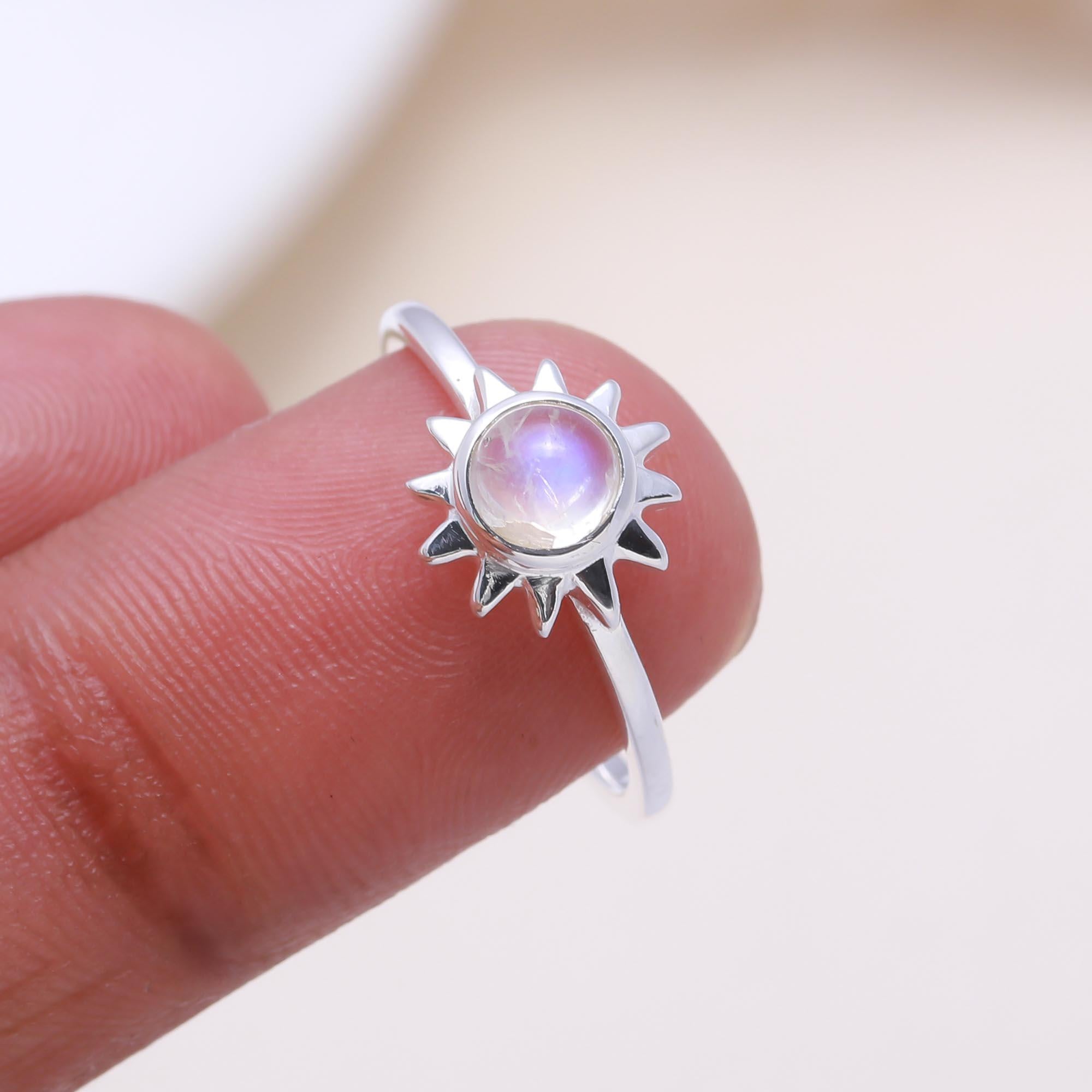The Solar Eclipse: Moonstone Sunburst Ring