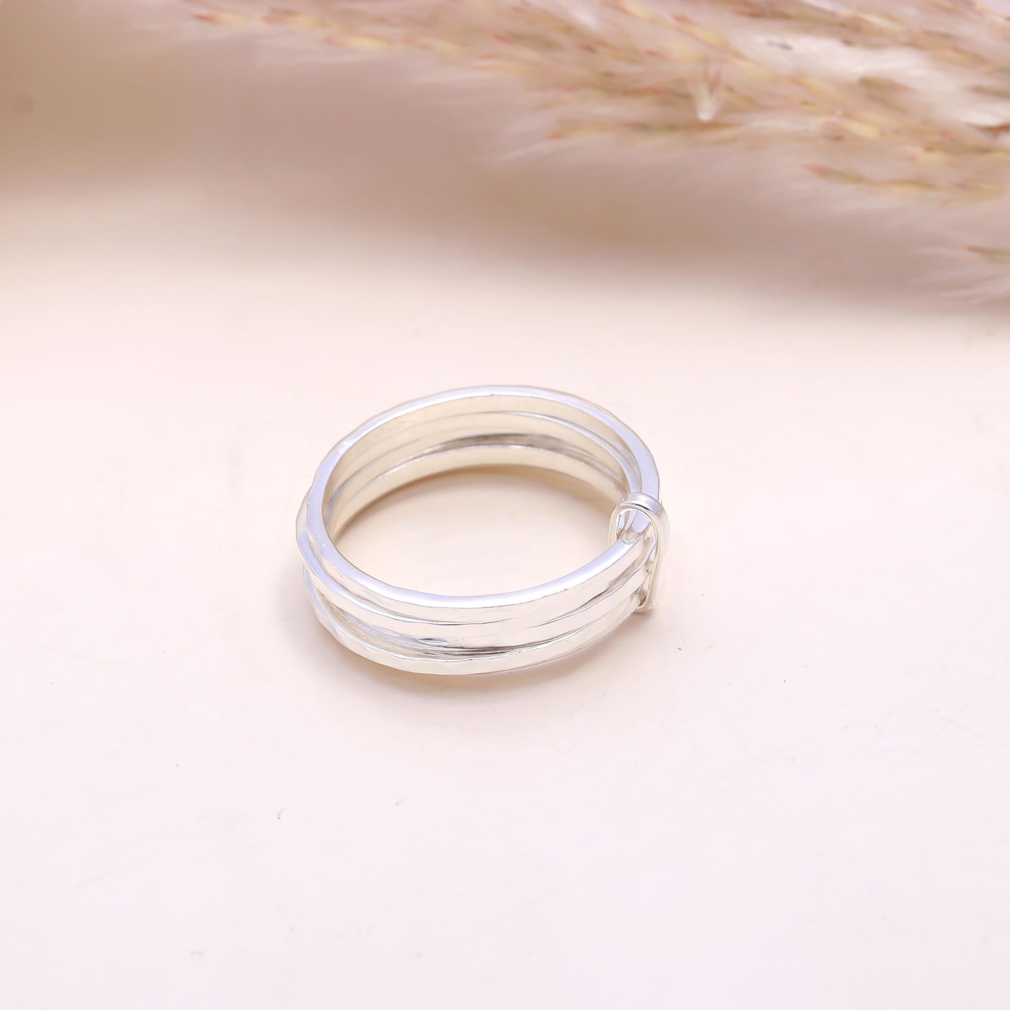 The Rustic Shine: Hammered Silver Stacking Ring