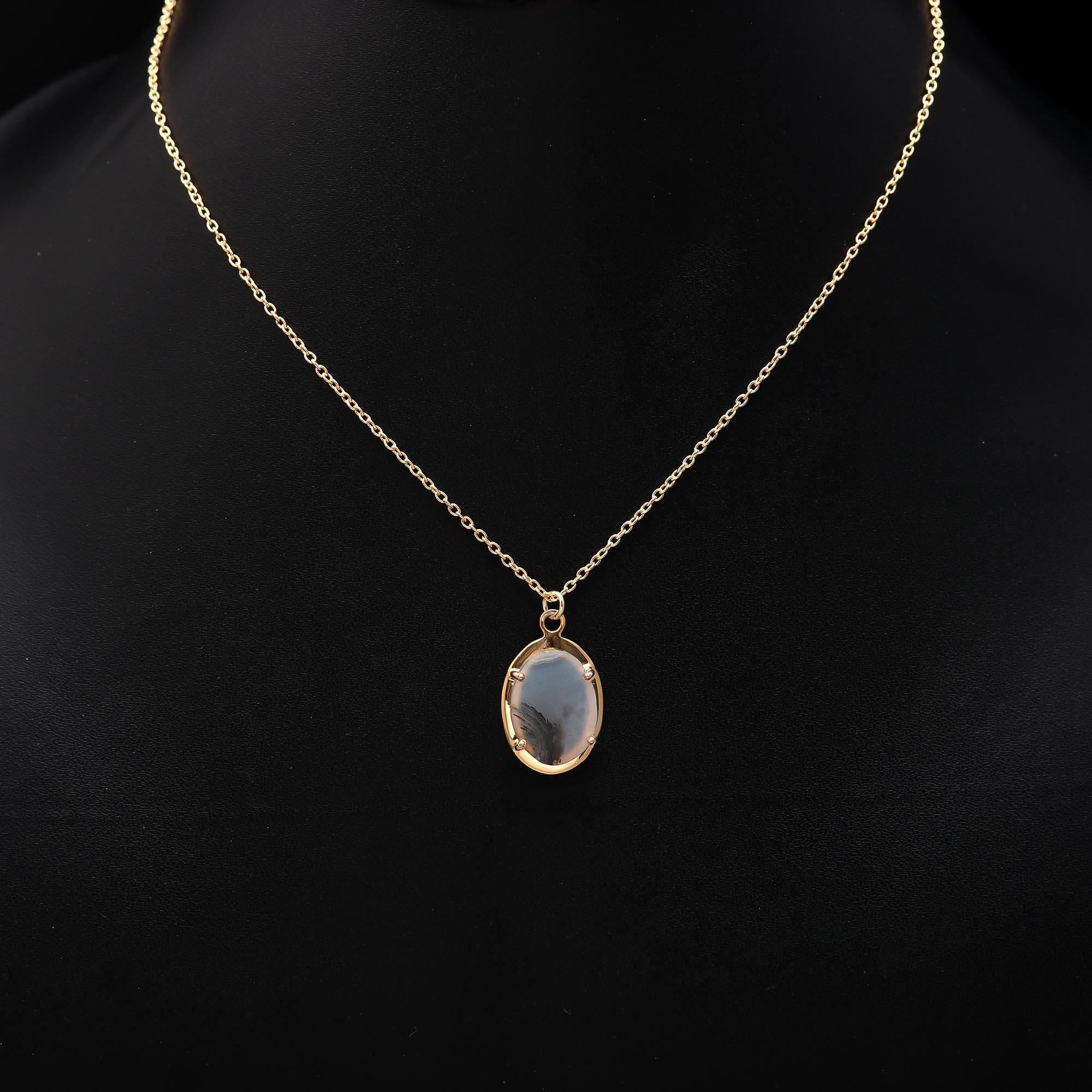 The Dendritic Dream: Organic Agate Pendant Necklace