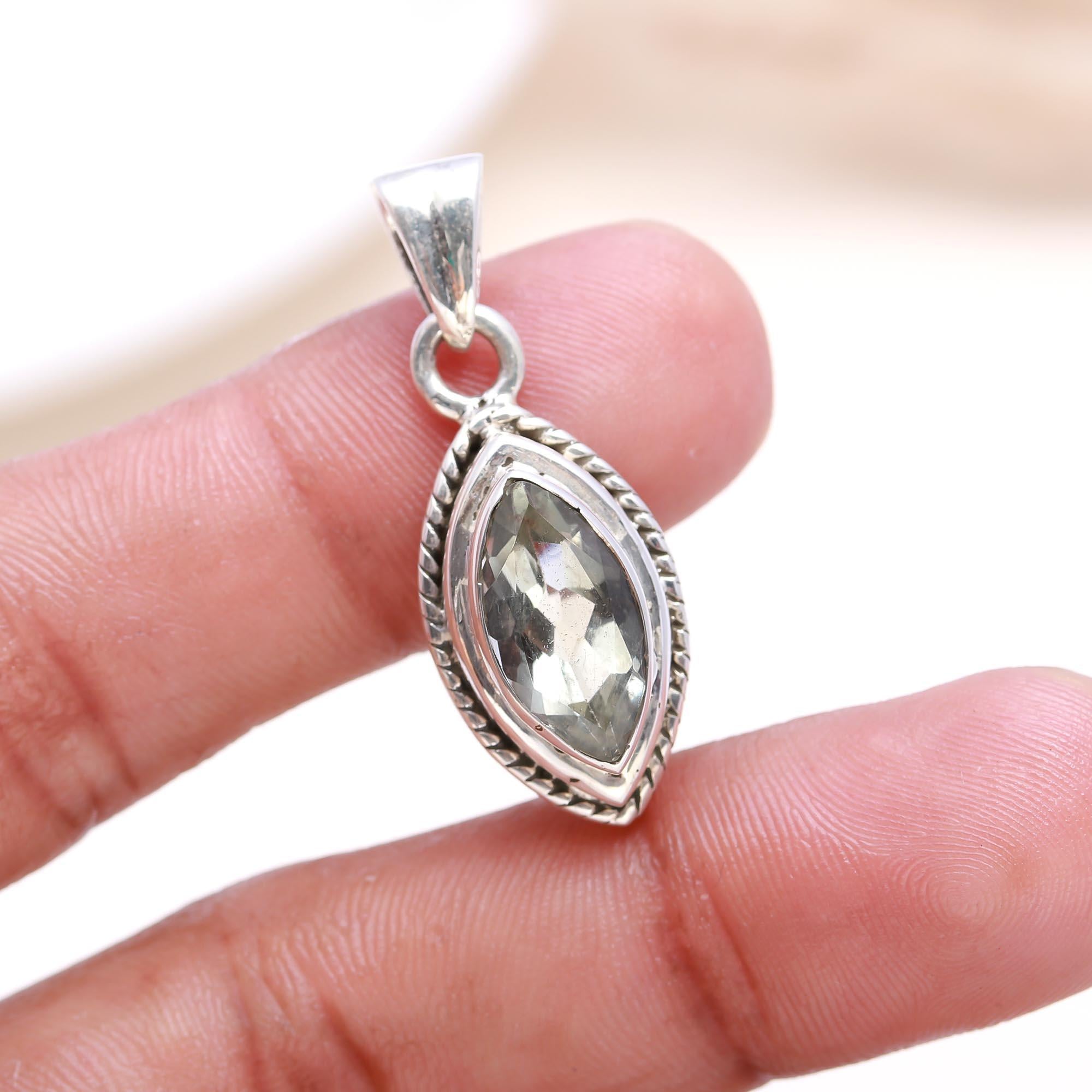 The Verdant Marquise: Marquise Green Amethyst Pendant