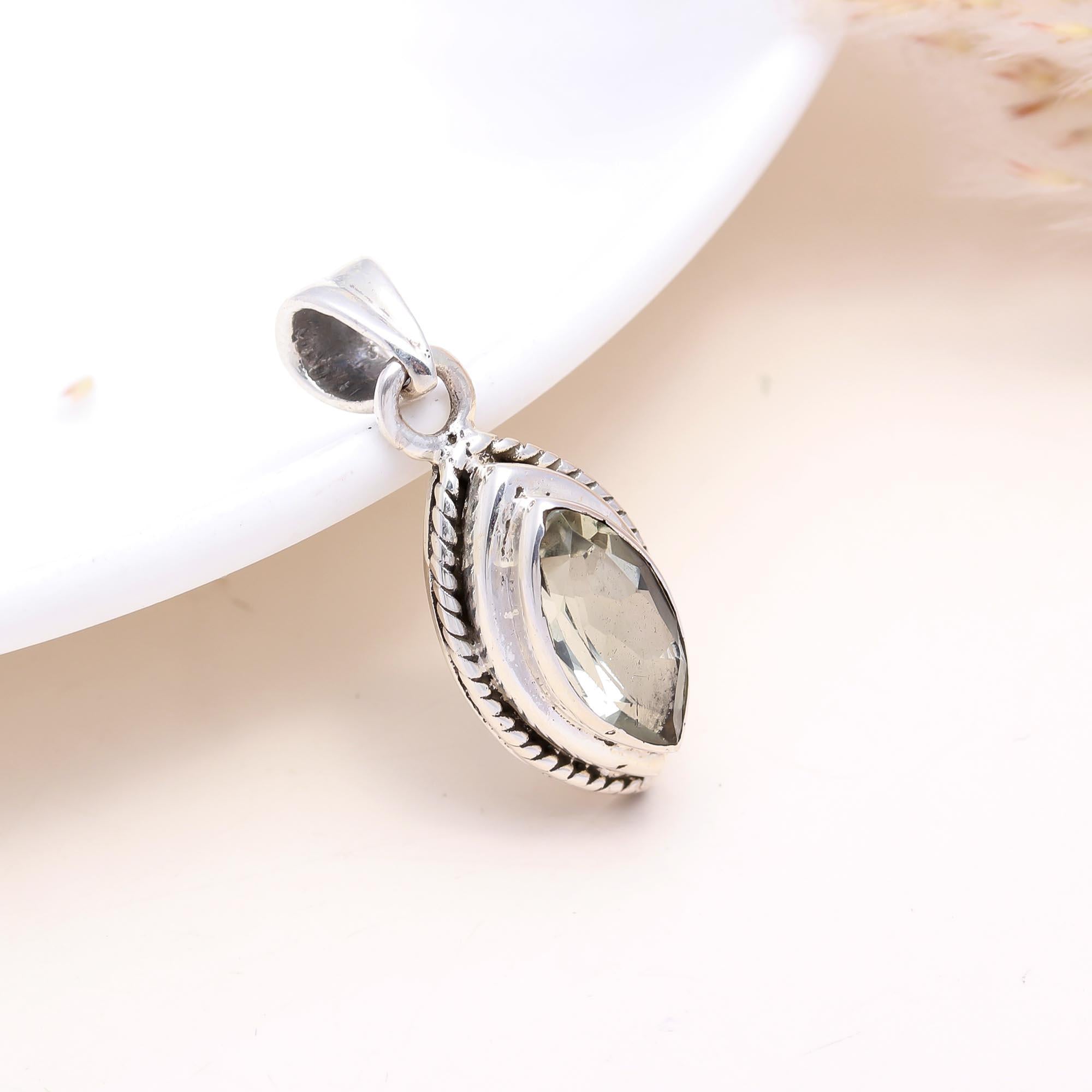 The Verdant Marquise: Marquise Green Amethyst Pendant